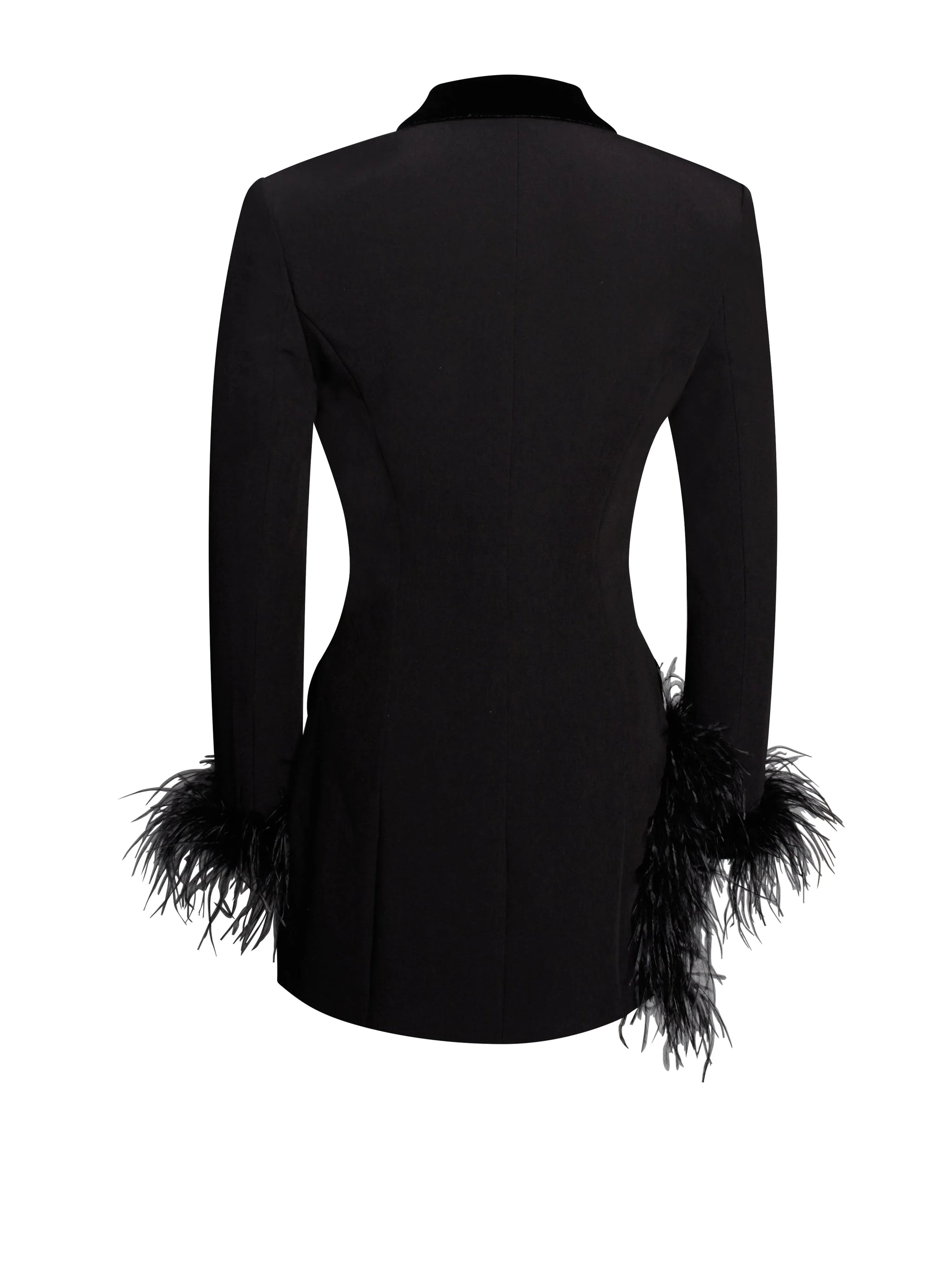 Madeline Black Feather Trim Blazer Dress - Miss Circle - Flyclothing LLC