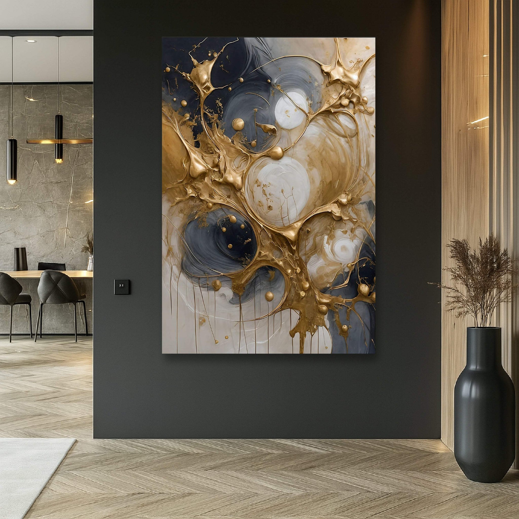 Black and Gold Splash Wall Art - Tailored Canvases - Flyclothing LLC