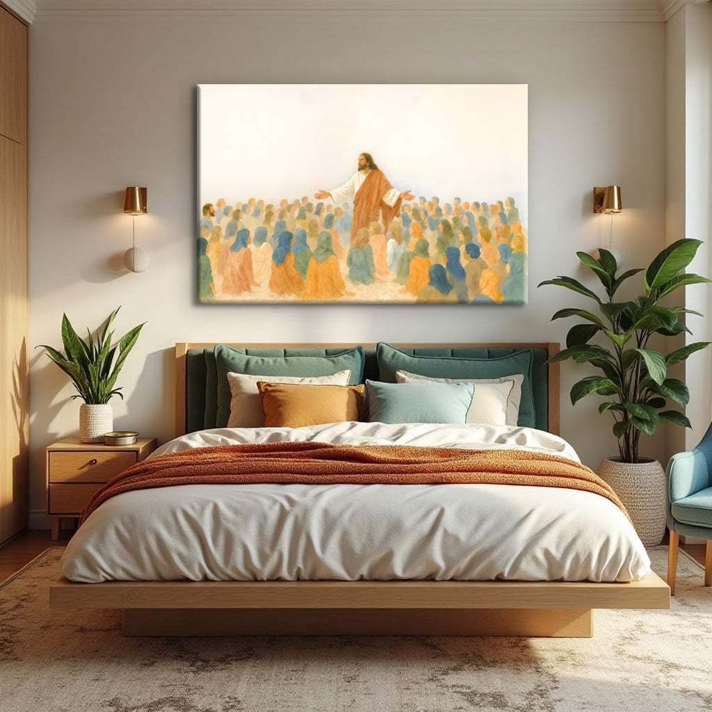 Jesus Speaking To Crowd Faith Wall Art - Tailored Canvases - Flyclothing LLC