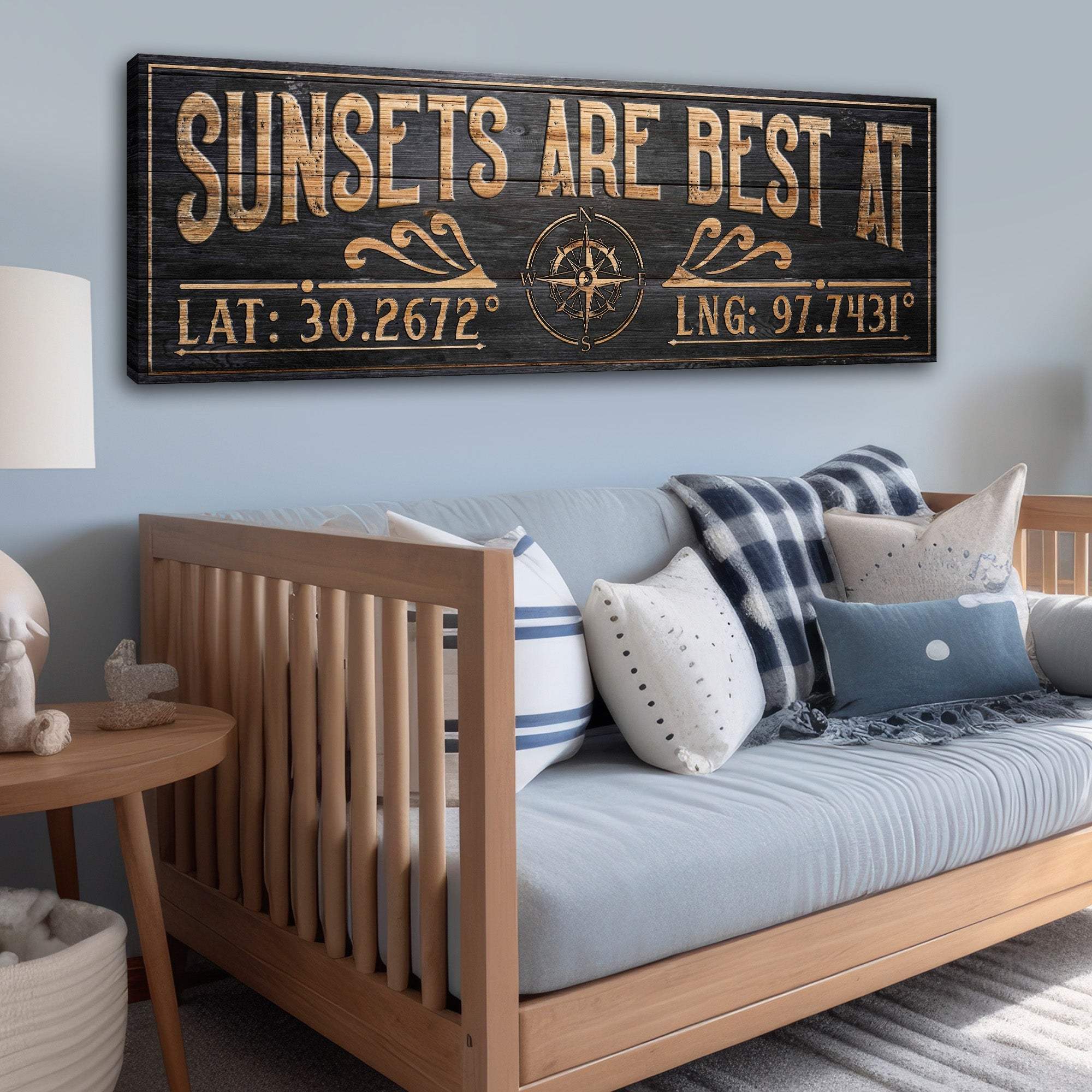 Sunsets Are Best At Coordinates Sign II - Tailored Canvases - Flyclothing LLC