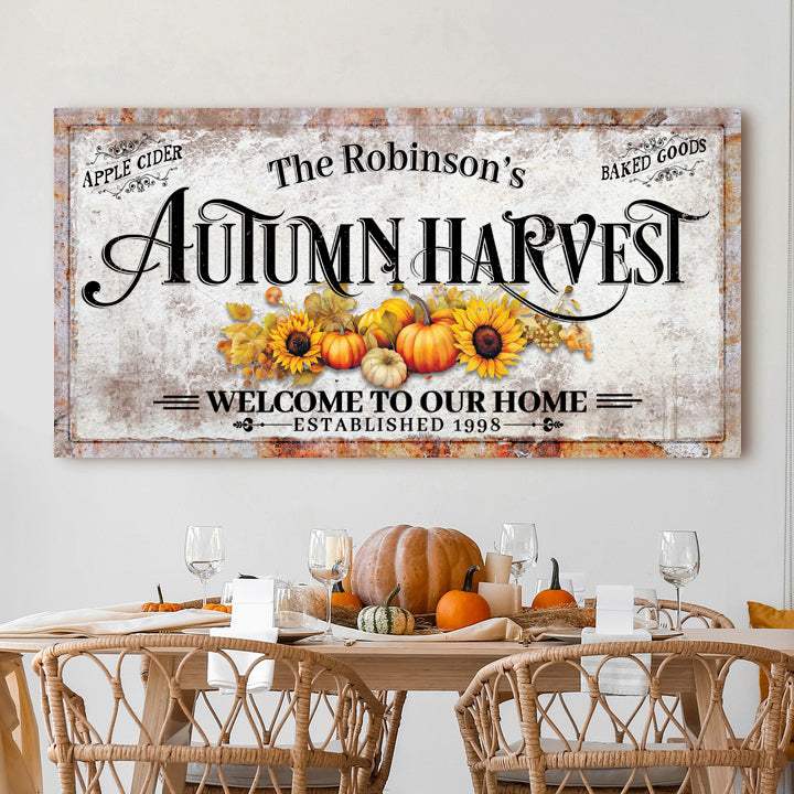 Family Autumn Harvest Thanksgiving Sign II - Tailored Canvases - Flyclothing LLC