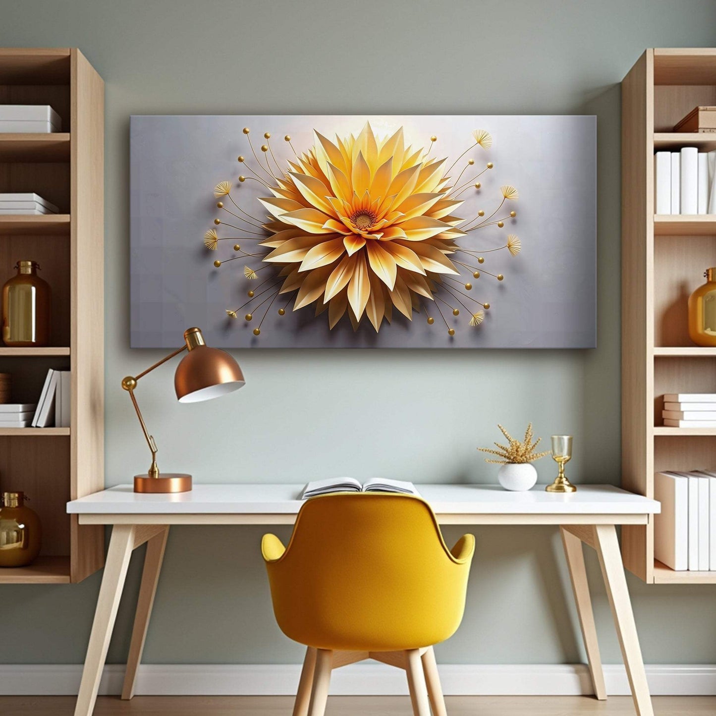 Golden Dandelion Minimalist Abstract Wall Art - Tailored Canvases - Flyclothing LLC