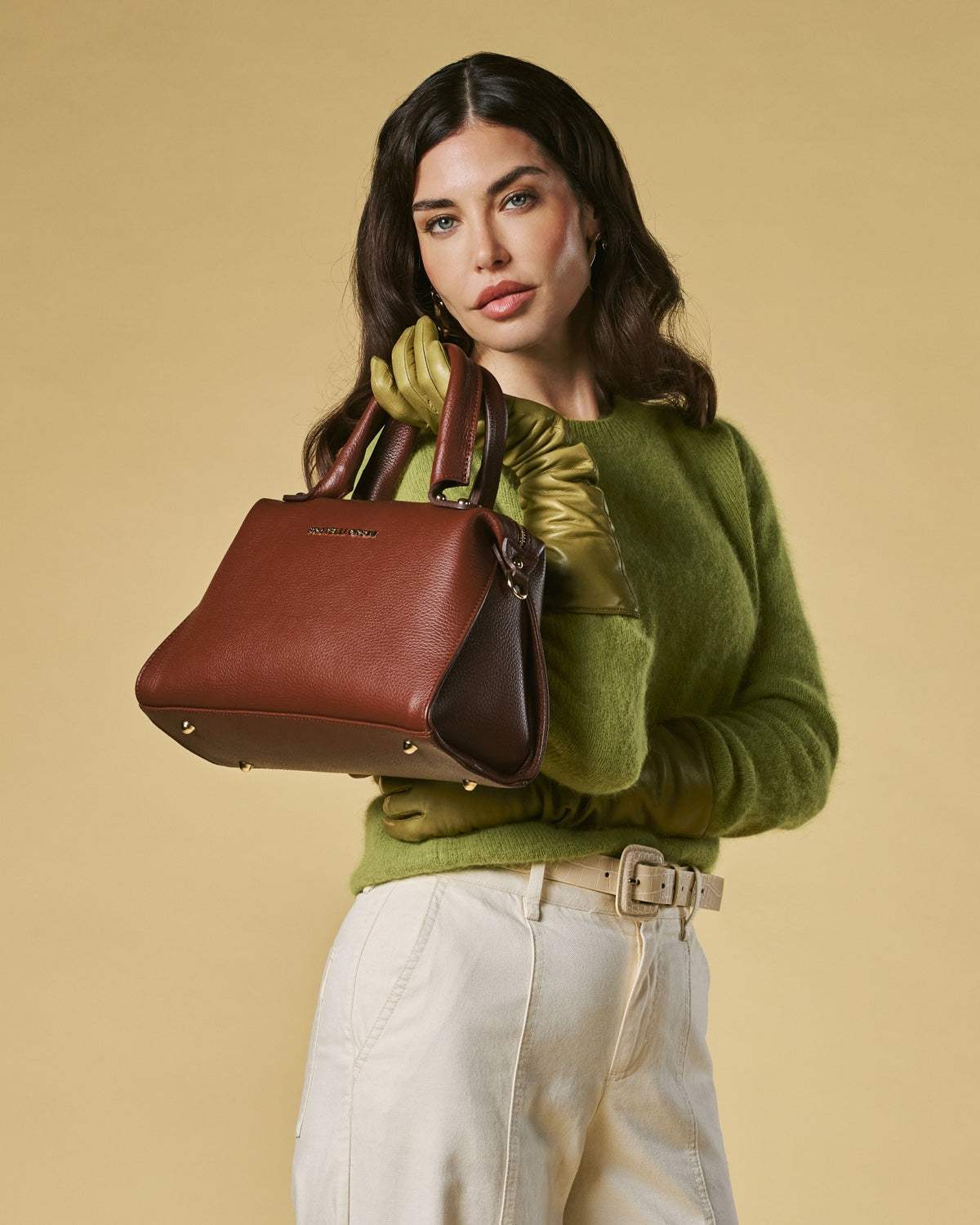 Zita (brown) - Italian calf leather women's handbag (with shoulder strap) - Leather Gloves Online - Flyclothing LLC