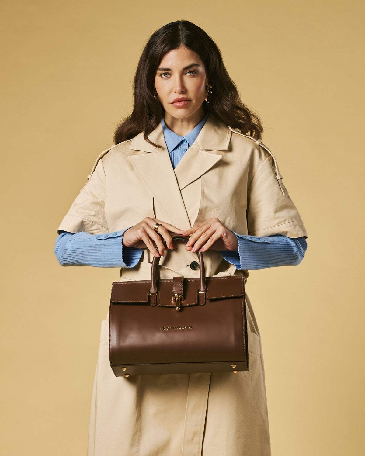 Oriana (brown) - Italian calf leather women's handbag (with shoulder strap)