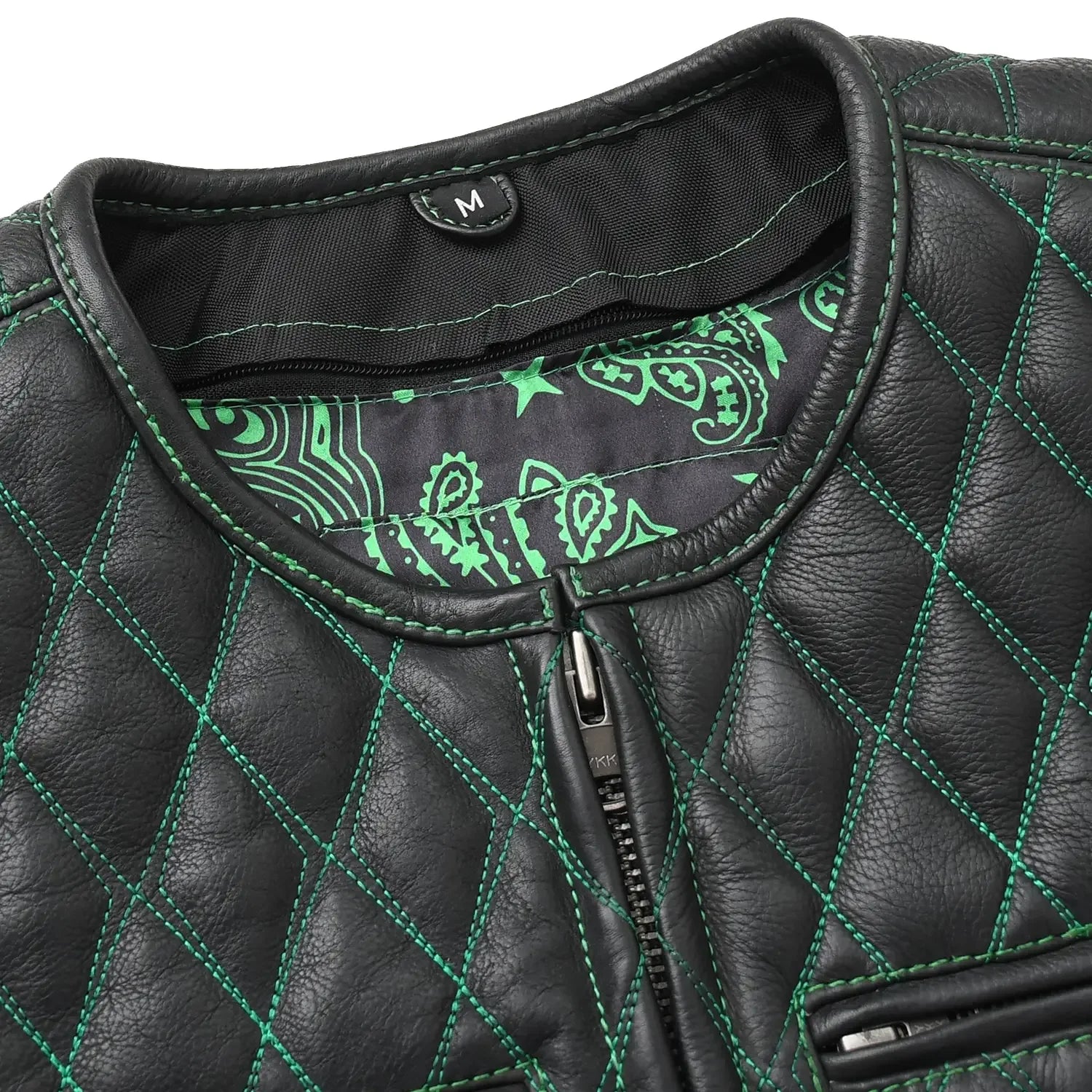 Tactical Emerald Men’s Motorcycle Leather Vest - First Manufacturing Company - Flyclothing LLC