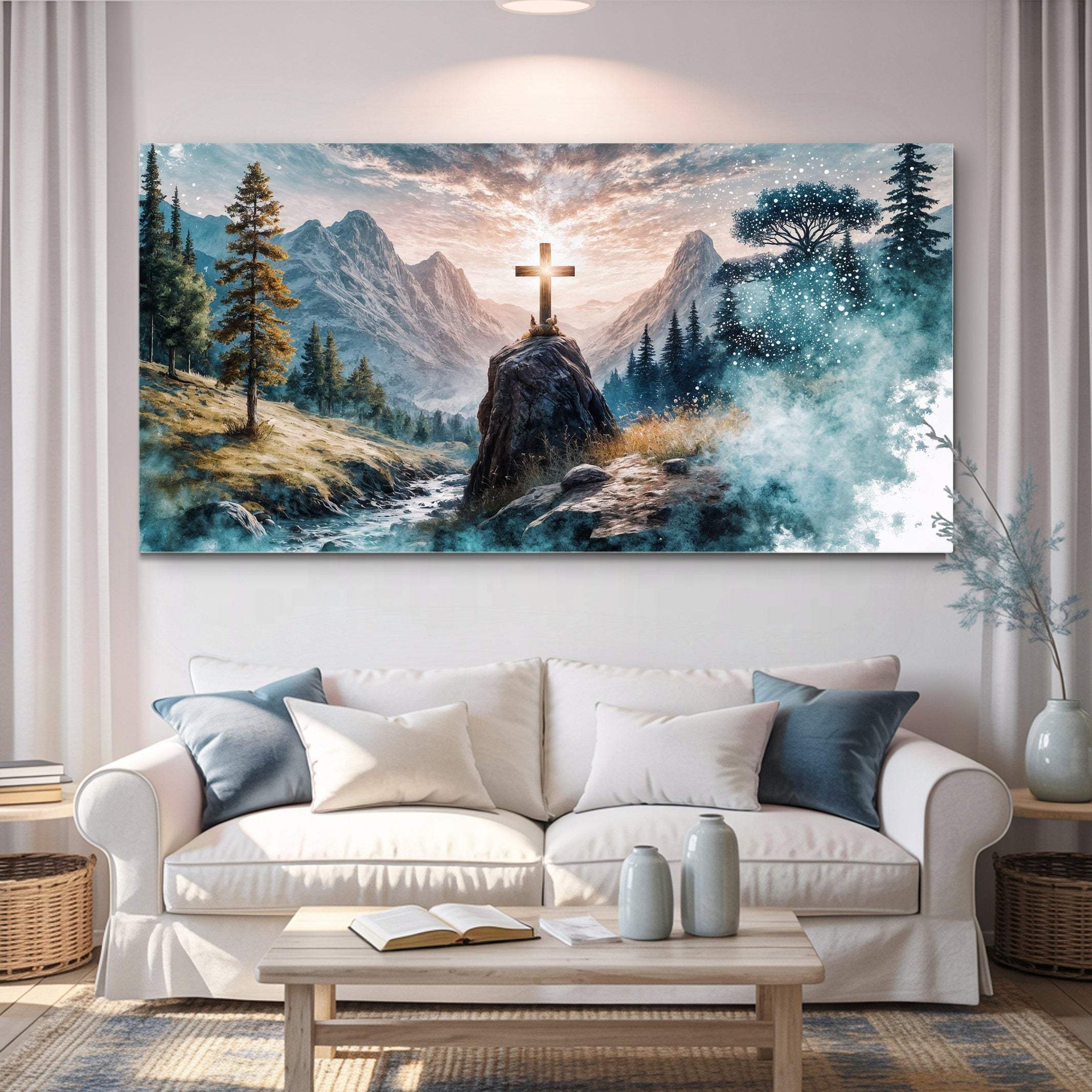 Cross On A Hill Faith Wall Art - Tailored Canvases - Flyclothing LLC