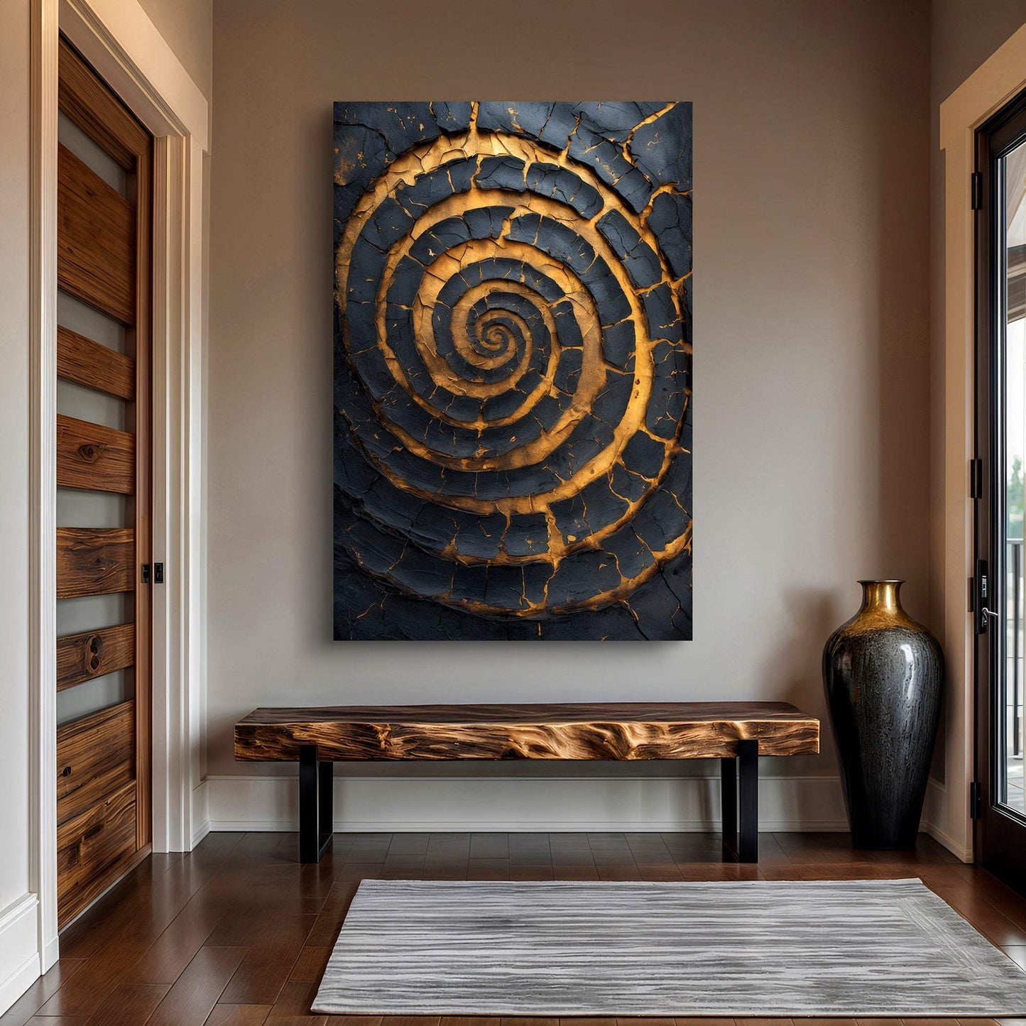 Black and Gold Spiral Wall Art - Tailored Canvases - Flyclothing LLC