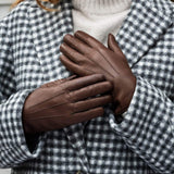 Francesca (brown) - Italian lambskin leather gloves with brown rabbit fur lining - Leather Gloves Online - Flyclothing LLC