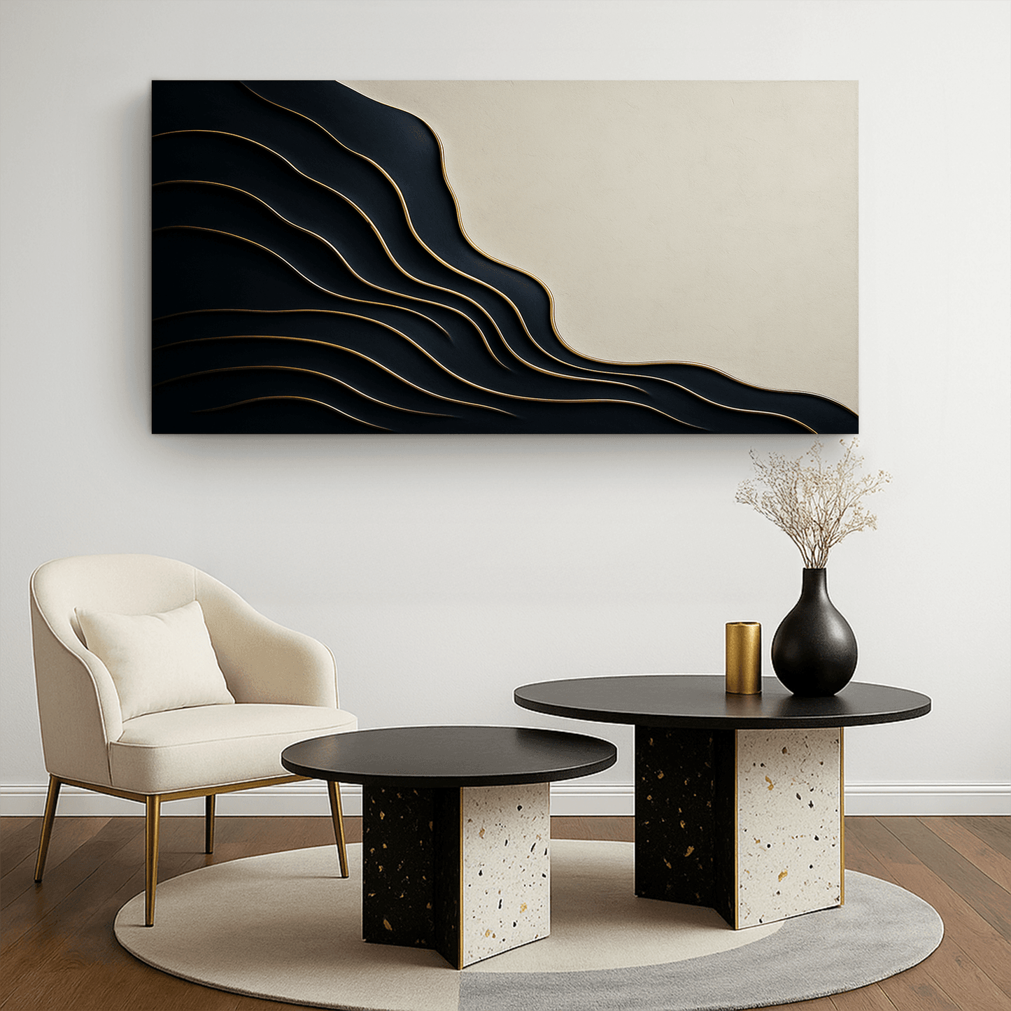 Black and Gold Minimalist Abstract Wall Art - Tailored Canvases - Flyclothing LLC