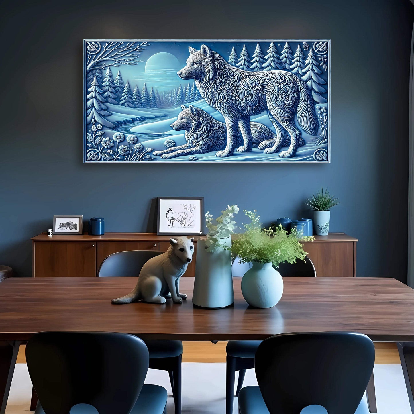 3D Wolves Wall Art VI - Tailored Canvases - Flyclothing LLC