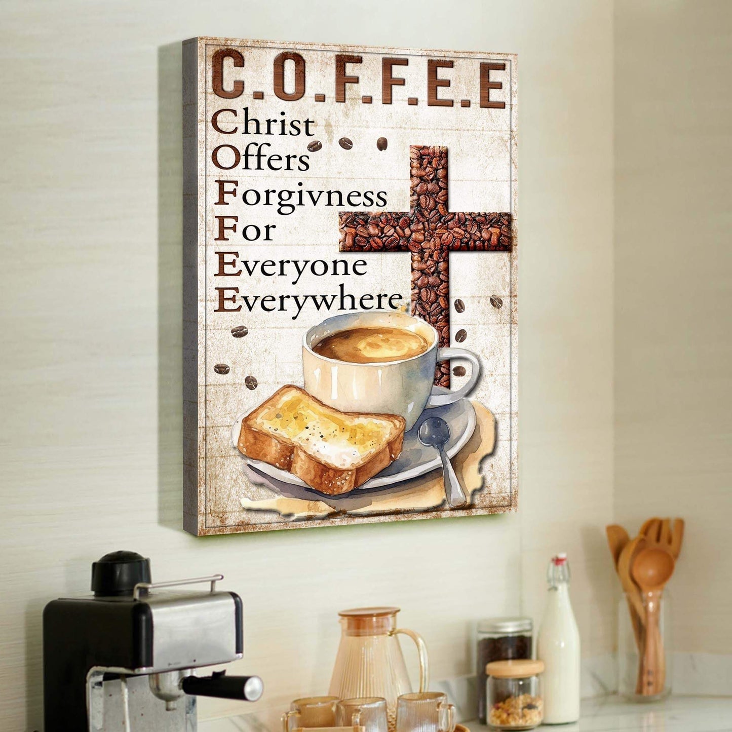 Christ And Coffee Faith Sign IV - Tailored Canvases - Flyclothing LLC