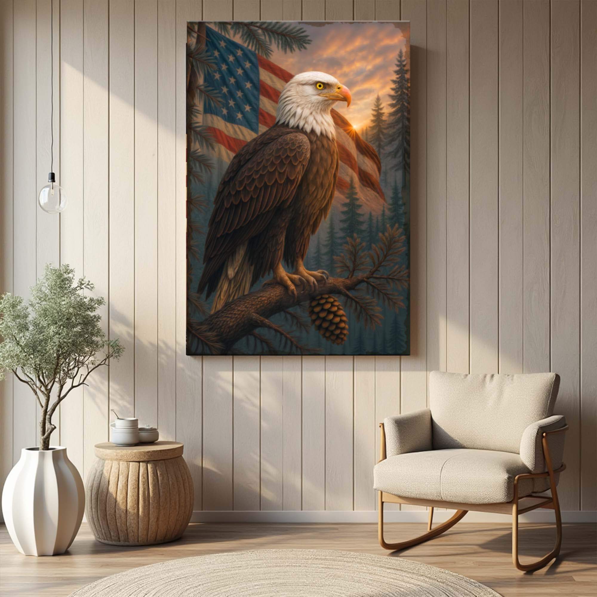 Sentinel of the Pines Eagle Wall Art - Tailored Canvases - Flyclothing LLC