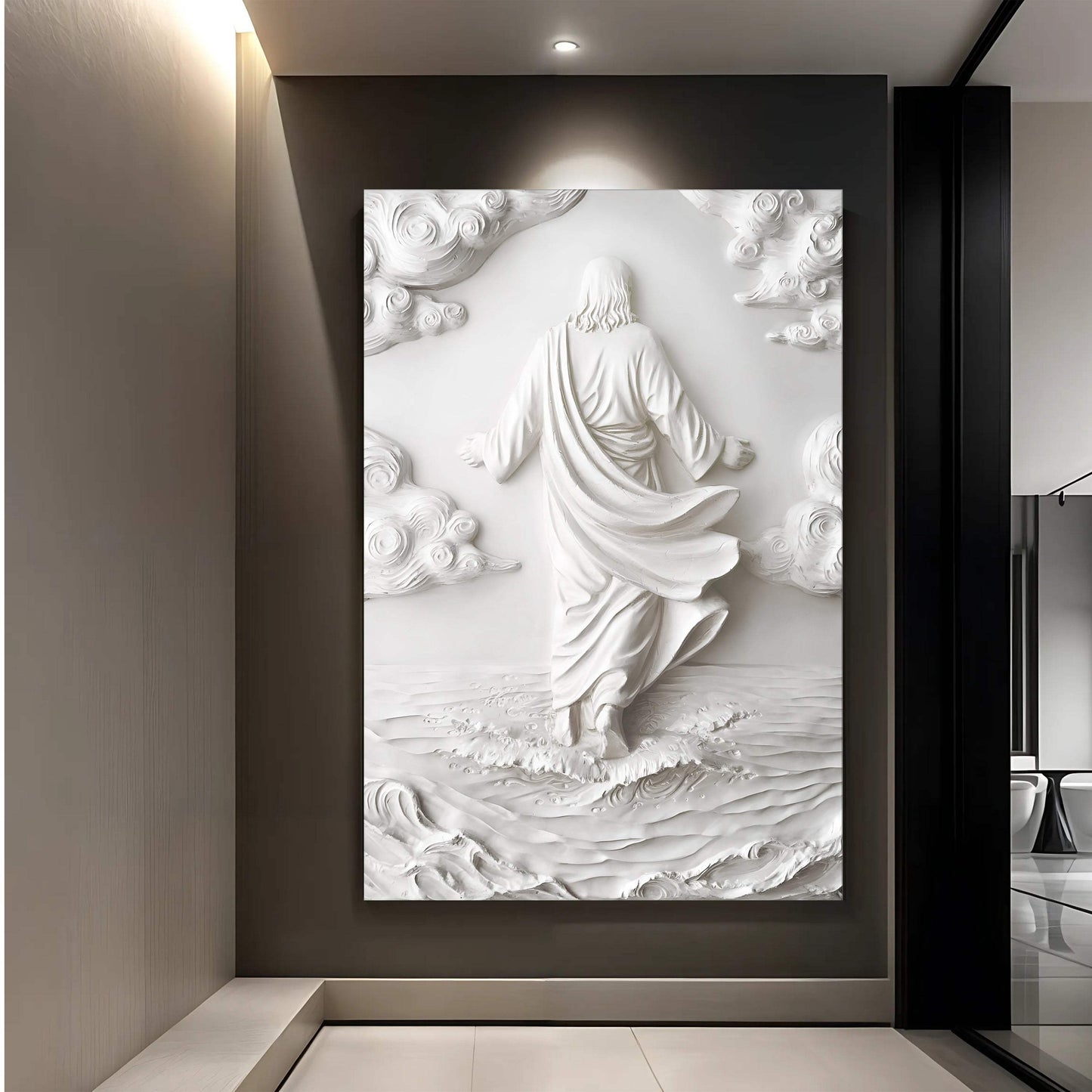 3D Minimalist Jesus Walking on Water Wall Art - Tailored Canvases - Flyclothing LLC