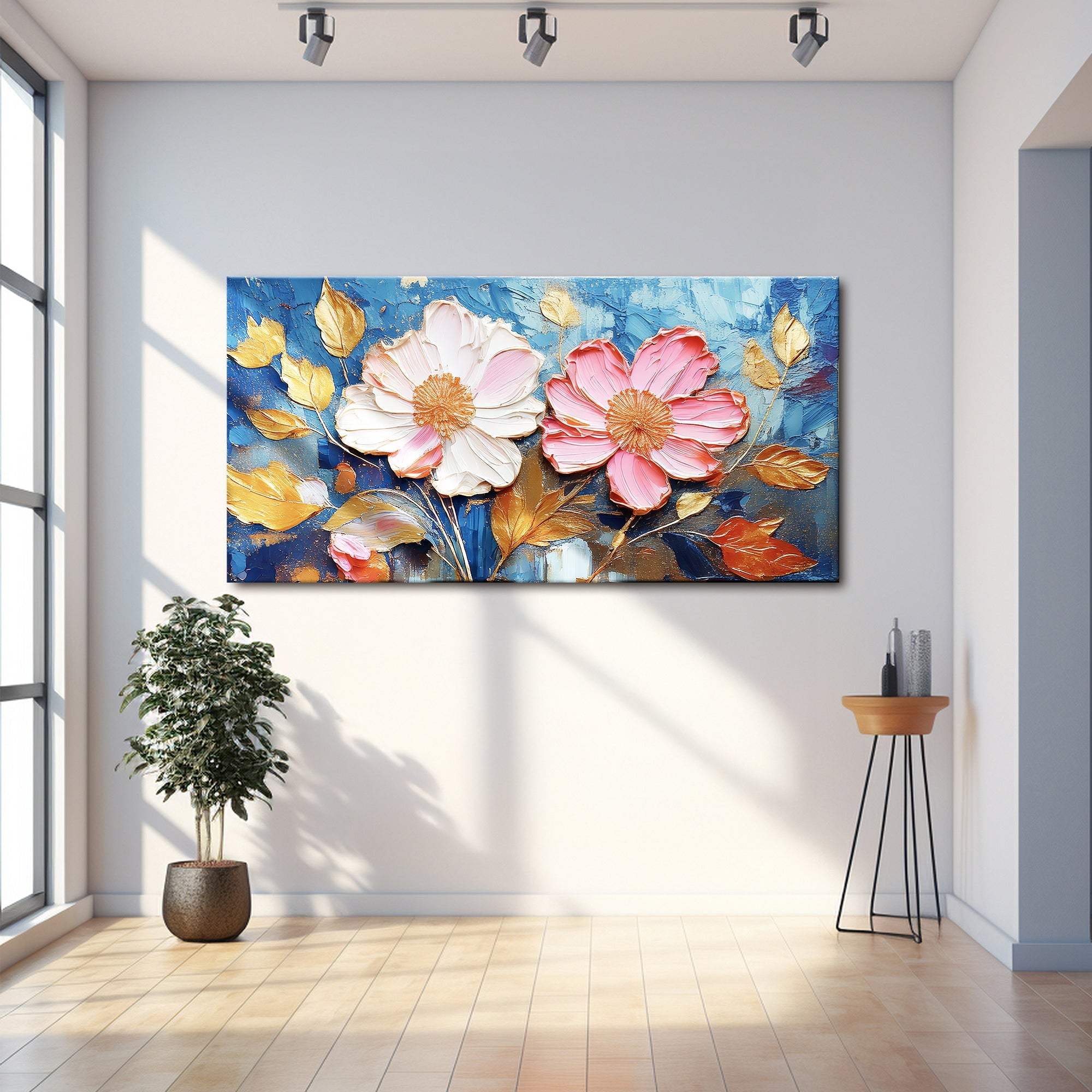 Golden Petals Impasto Wall Art - Tailored Canvases - Flyclothing LLC