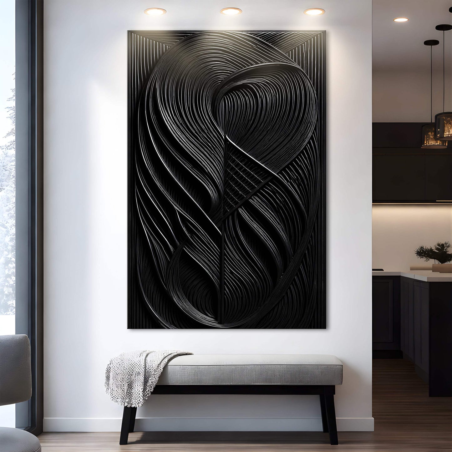 Modern Black Waves Wall Art - Tailored Canvases - Flyclothing LLC