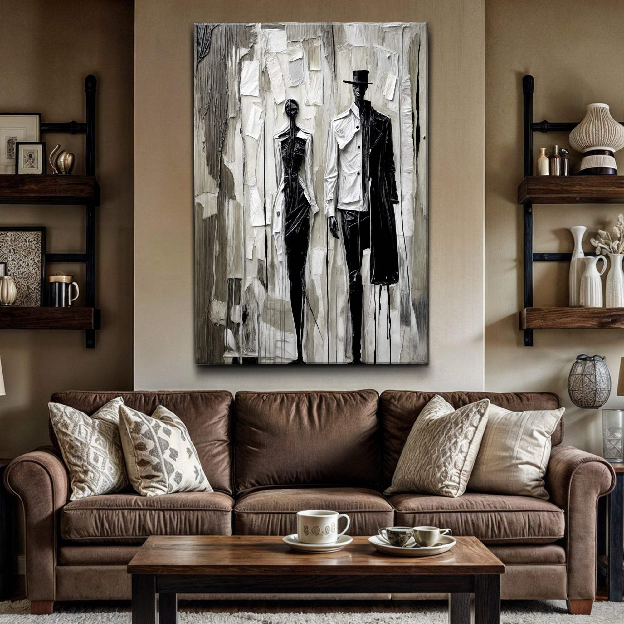 Beige & Black Minimalist Wall Art - Tailored Canvases - Flyclothing LLC
