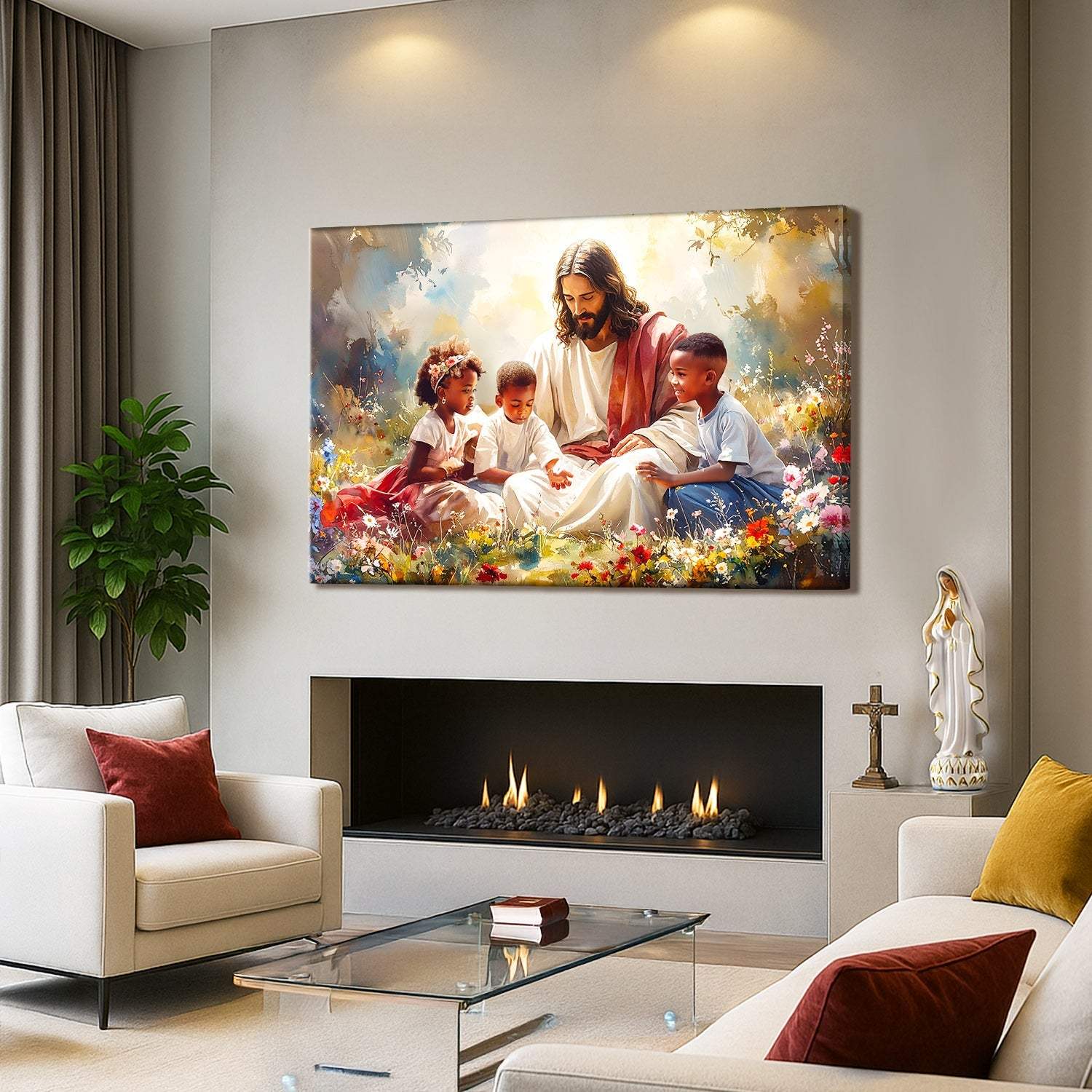 Jesus With Children Faith Wall Art V - Tailored Canvases - Flyclothing LLC