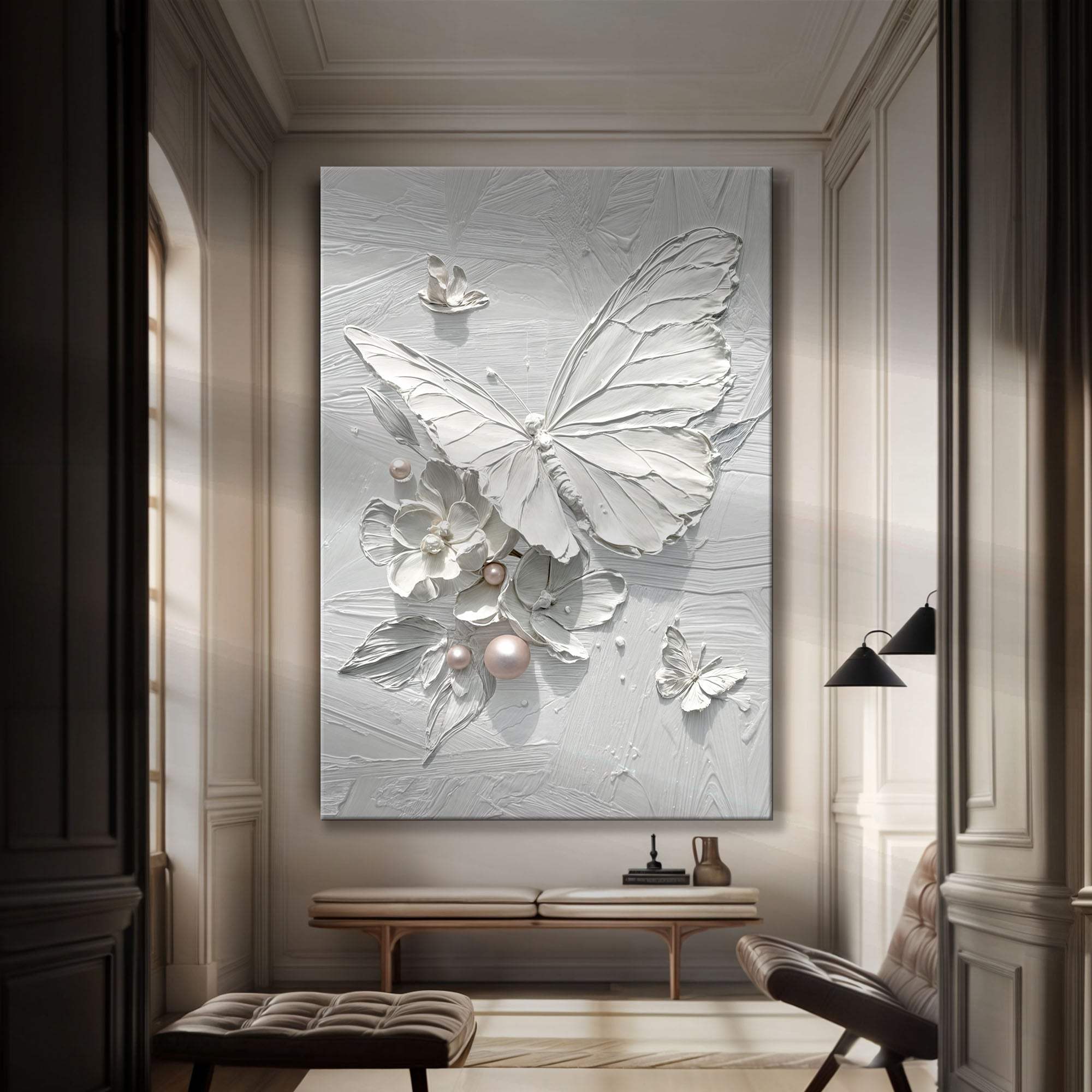 White Butterfly Wall Art - Tailored Canvases - Flyclothing LLC