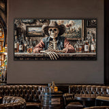 Skeleton Cowboy Barman At Western Saloon Wall Art - Tailored Canvases - Flyclothing LLC