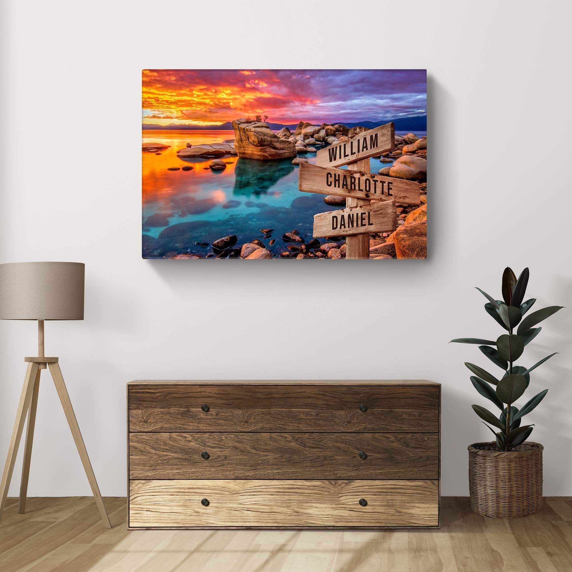 Sunset Beach Skies Family Names Sign - Tailored Canvases - Flyclothing LLC