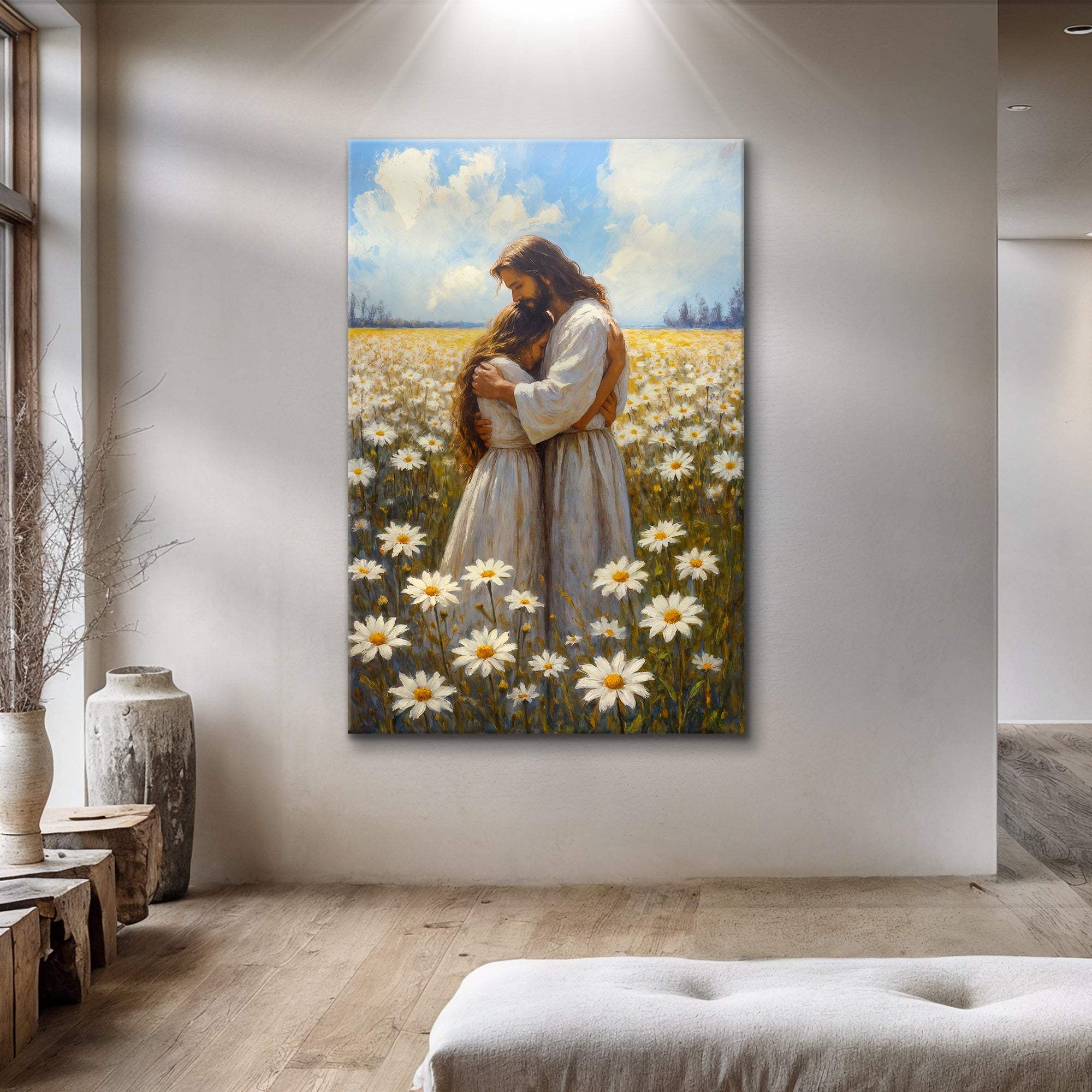 Jesus Hugging Woman Faith Wall Art II - Tailored Canvases - Flyclothing LLC