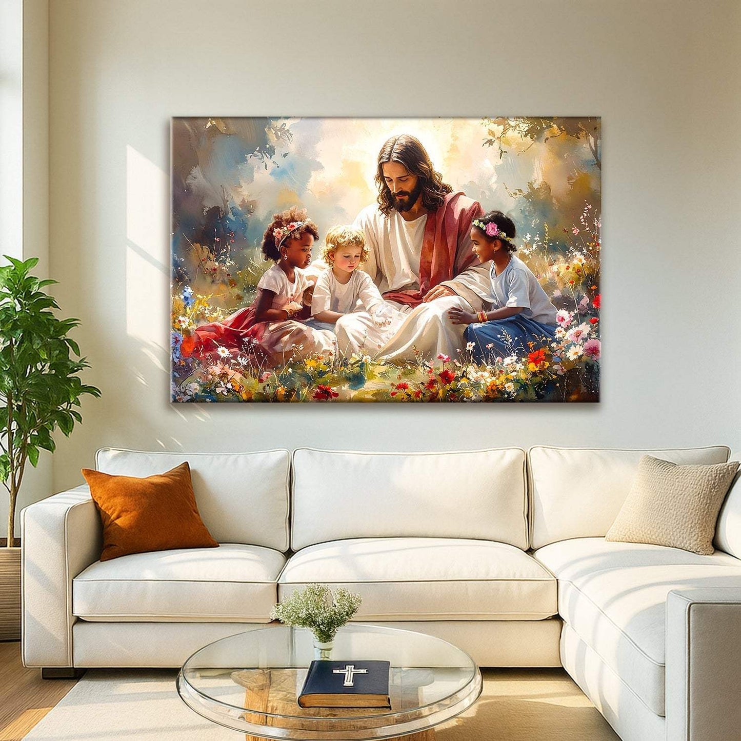 Jesus With Children Faith Wall Art VI - Tailored Canvases - Flyclothing LLC