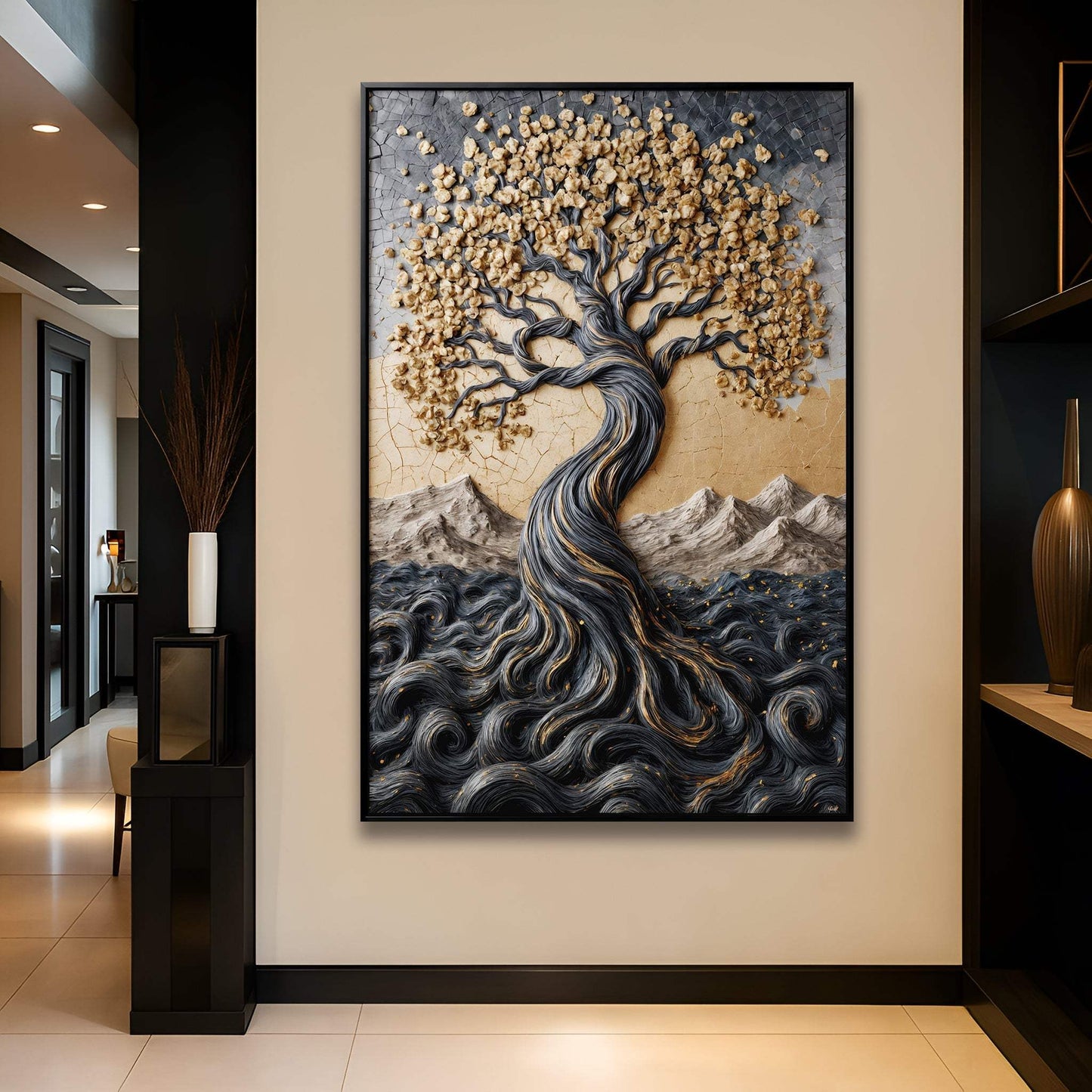 Golden Tree of Life Minimalist Wall Art - Tailored Canvases - Flyclothing LLC