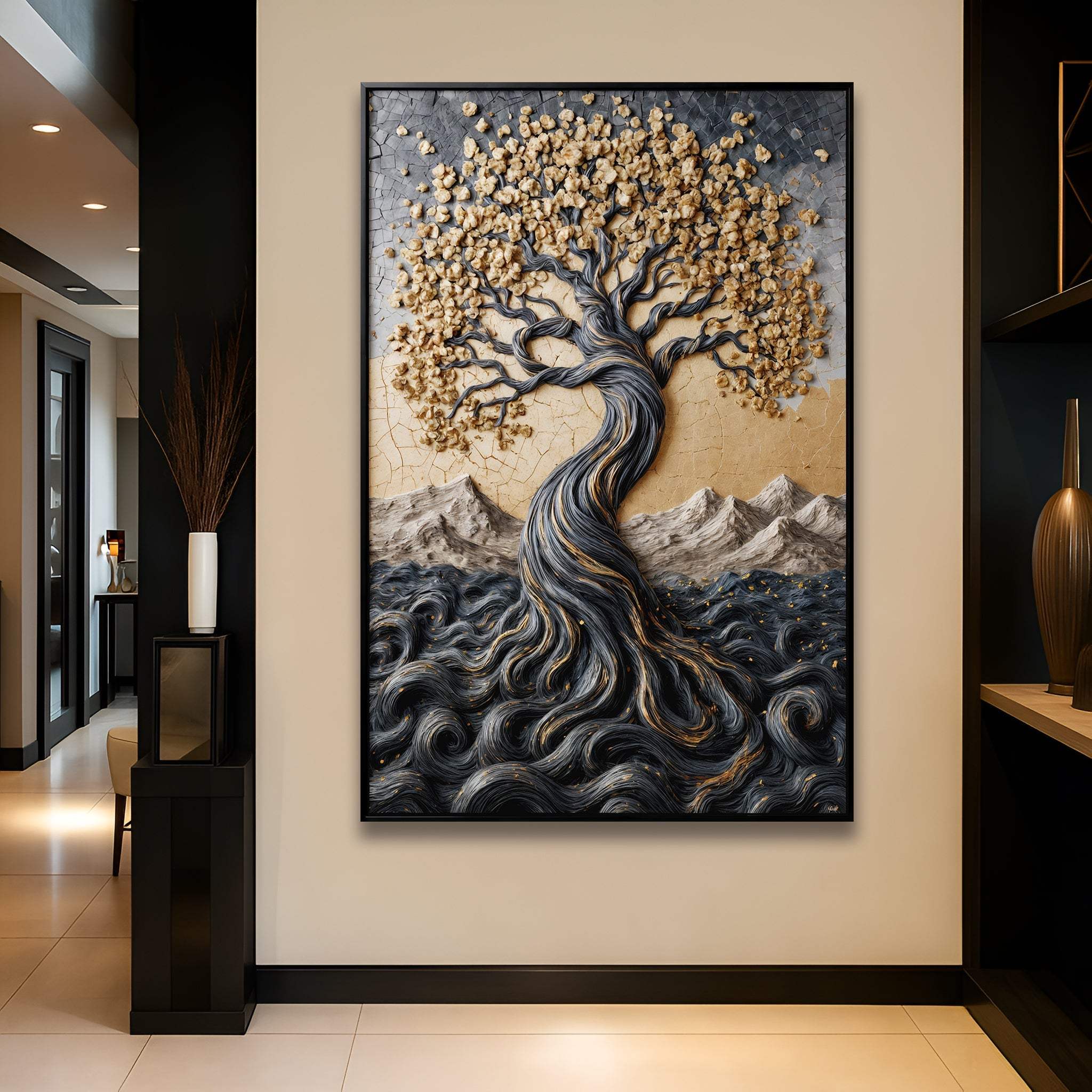 Golden Tree of Life Minimalist Wall Art - Tailored Canvases - Flyclothing LLC