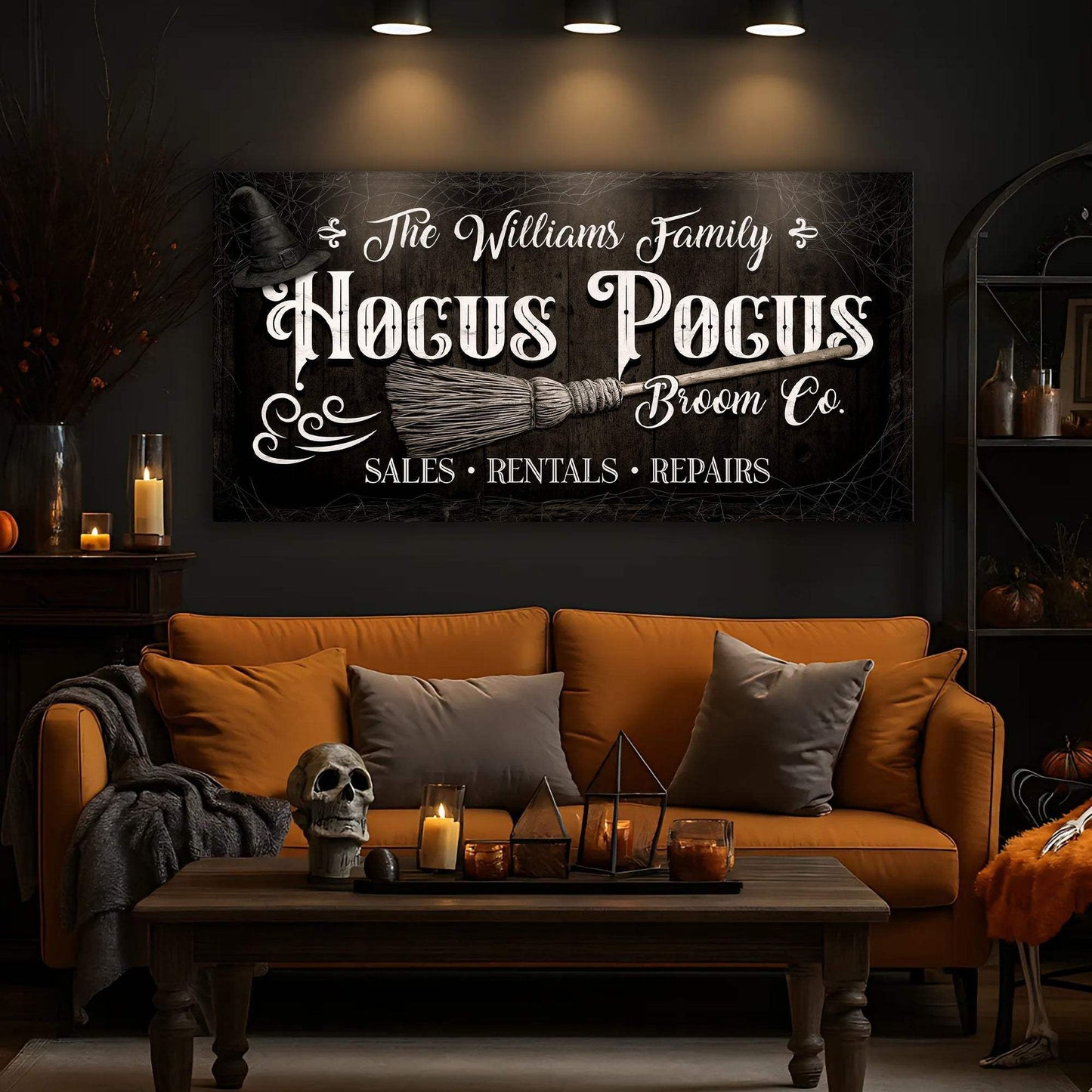 Personalized Hocus Pocus Broom Co. Wall Sign - Tailored Canvases - Flyclothing LLC