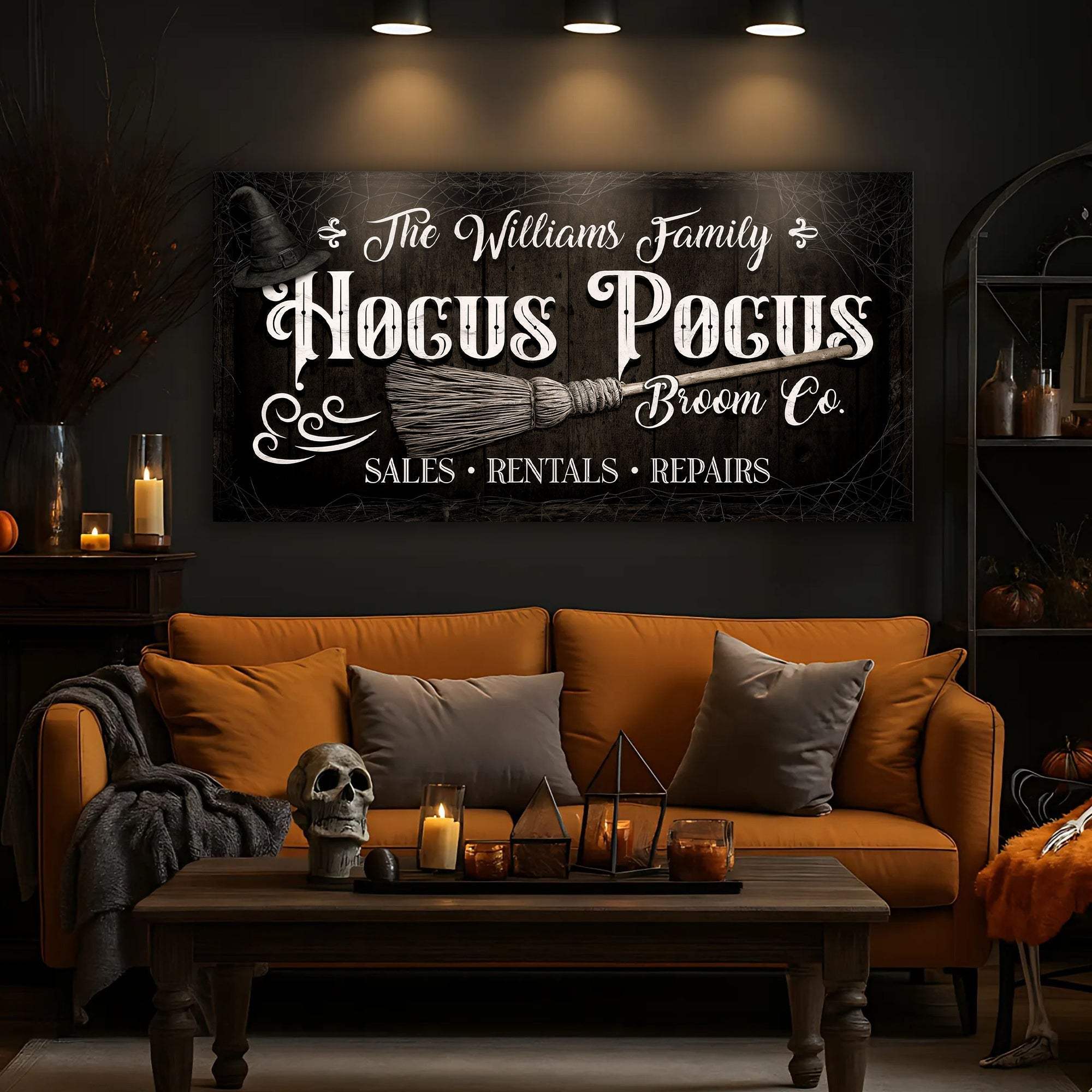 Personalized Hocus Pocus Broom Co. Wall Sign - Tailored Canvases - Flyclothing LLC