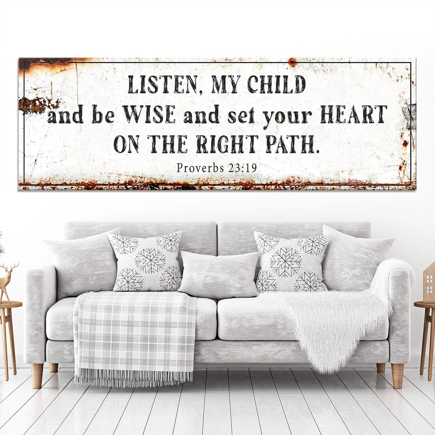Be Wise and Set Your Heart on The Right Path - Proverbs 23:19 Faith Sign - Tailored Canvases - Flyclothing LLC