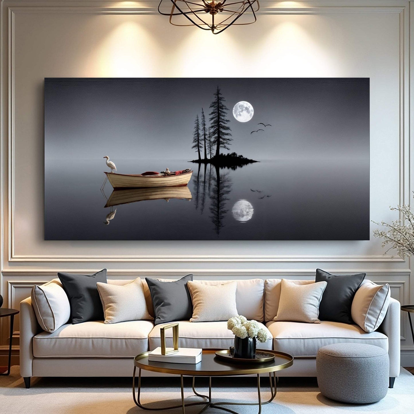 Modern Minimalist Night Lake Wall Art - Tailored Canvases - Flyclothing LLC