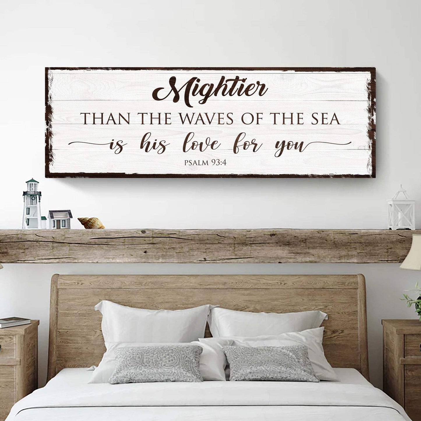 Mightier Than the Waves of the Sea Psalm 93:4 Faith Sign - Tailored Canvases - Flyclothing LLC