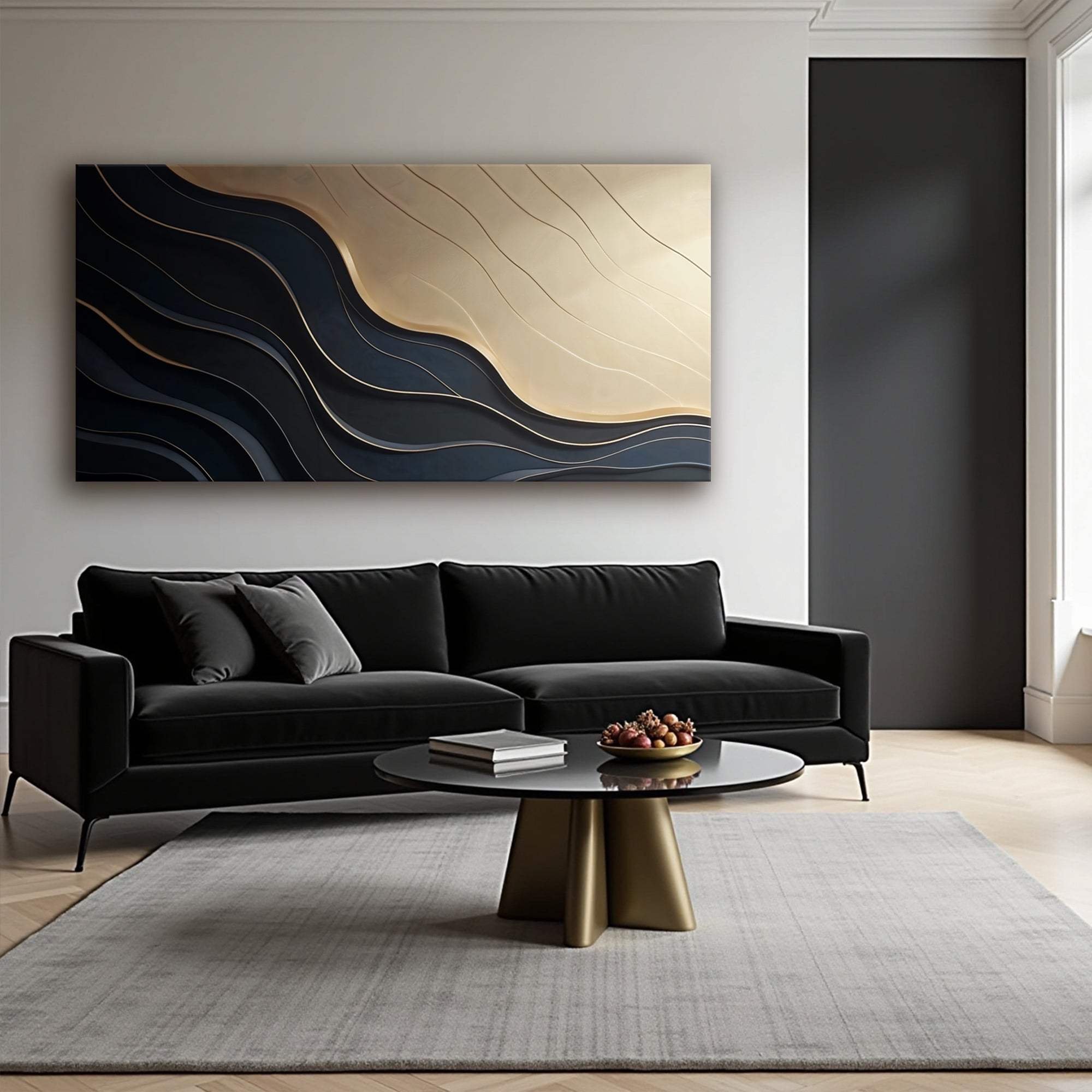 Black And Gold Minimalist Abstract VII - Tailored Canvases - Flyclothing LLC