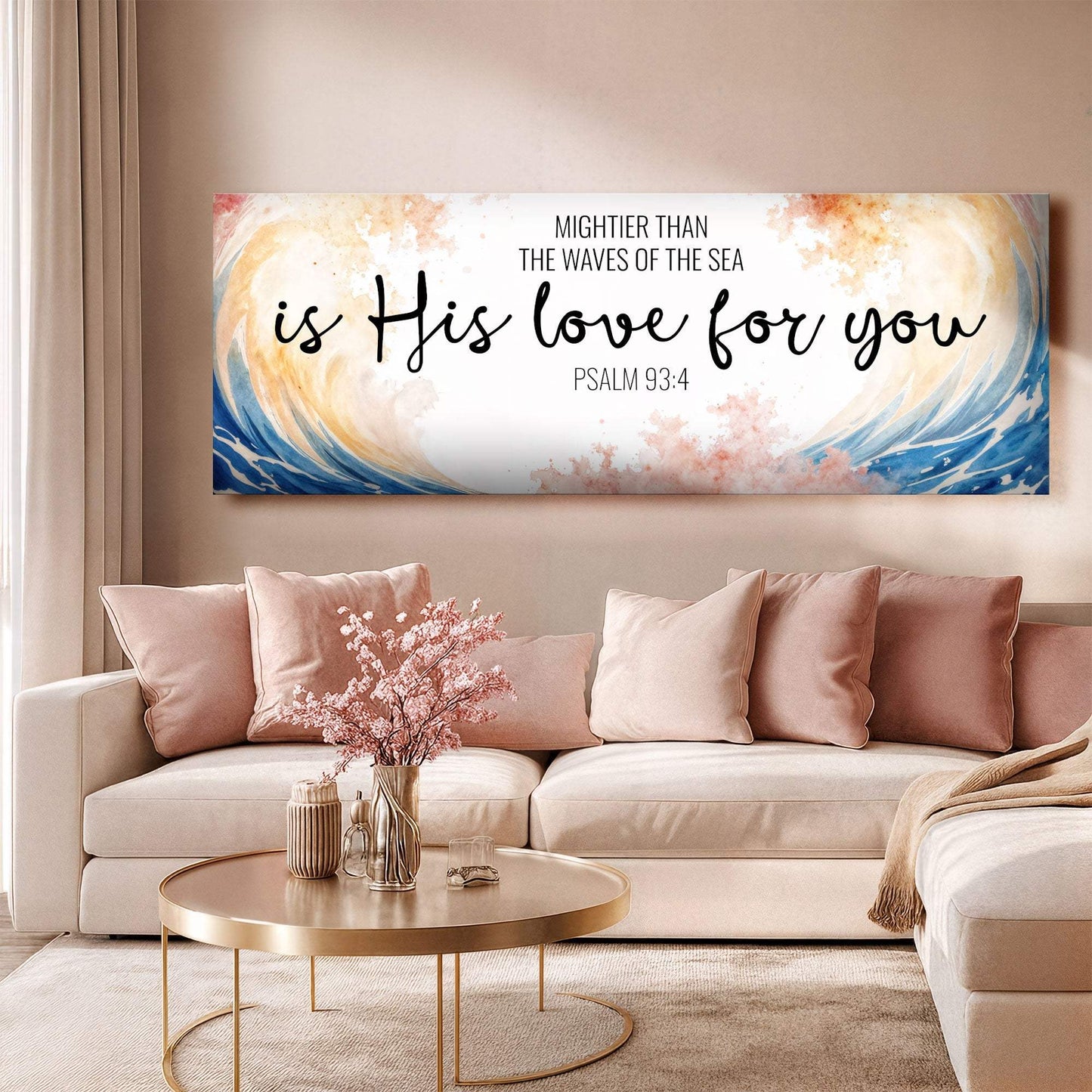 Mightier Than the Waves of the Sea Psalm 93:4 Faith Sign III - Tailored Canvases - Flyclothing LLC