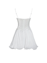 Fabiola Lace Trim Silver Net Top Mini Flare Chiffon Dress - Miss Circle - Flyclothing LLC