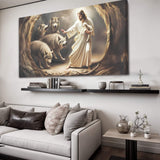 Jesus Protects The Lamb From Wolves Faith Wall Art III - Tailored Canvases - Flyclothing LLC
