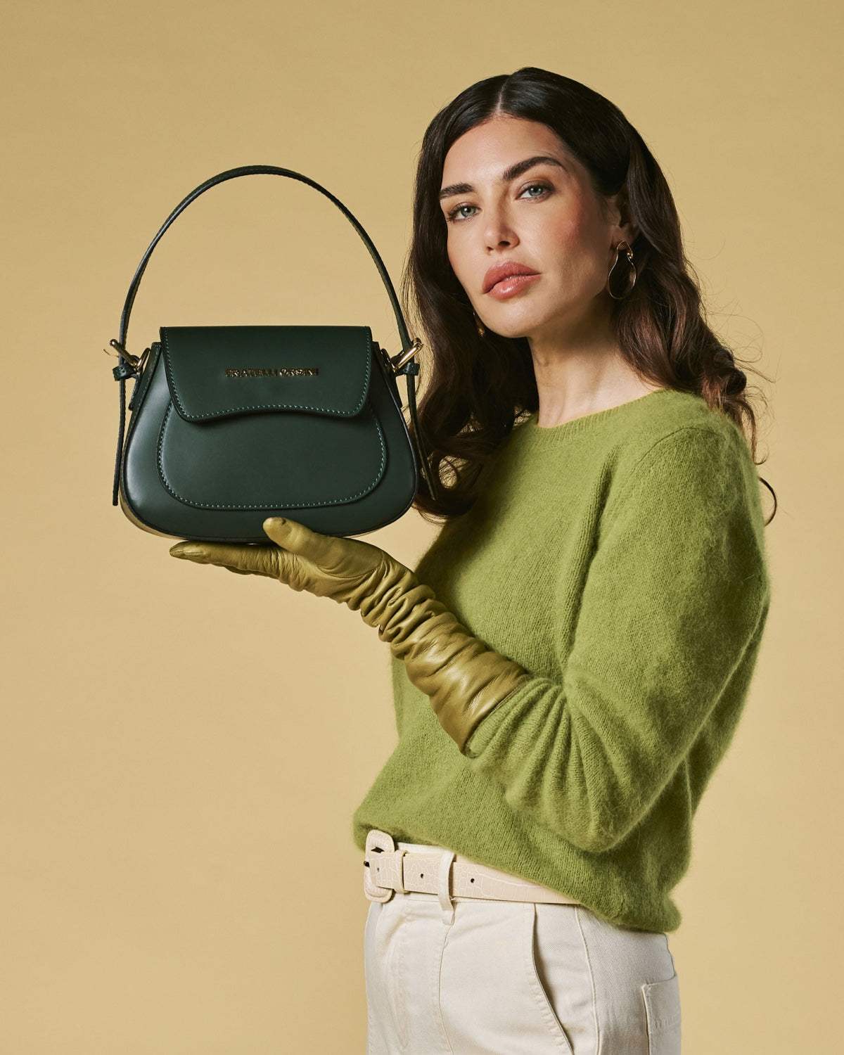 Ottavia (green) - Italian calf leather women's crossbody bag (with shoulder strap)