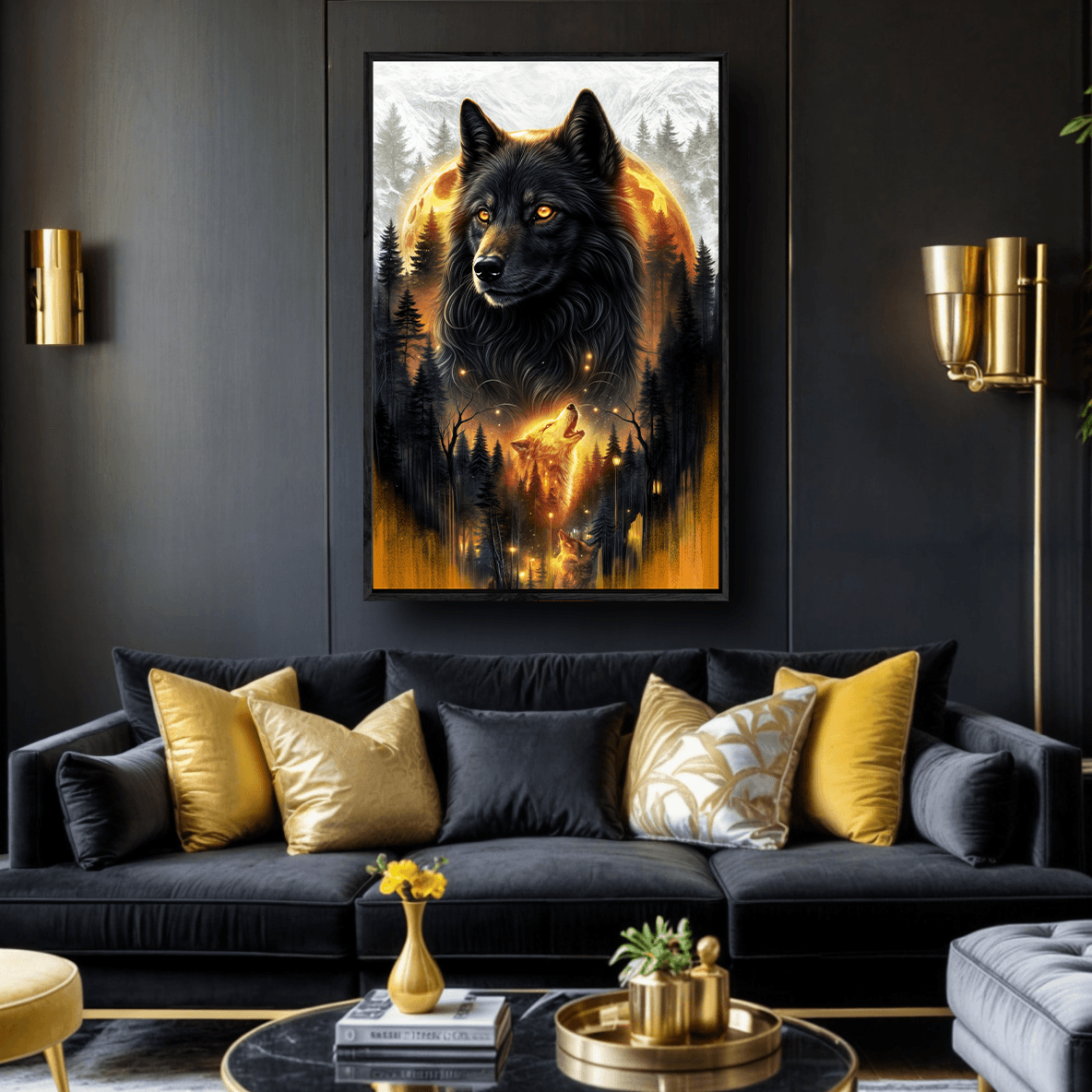 Eclipse of the Alpha Wolf Wall Art - Tailored Canvases - Flyclothing LLC