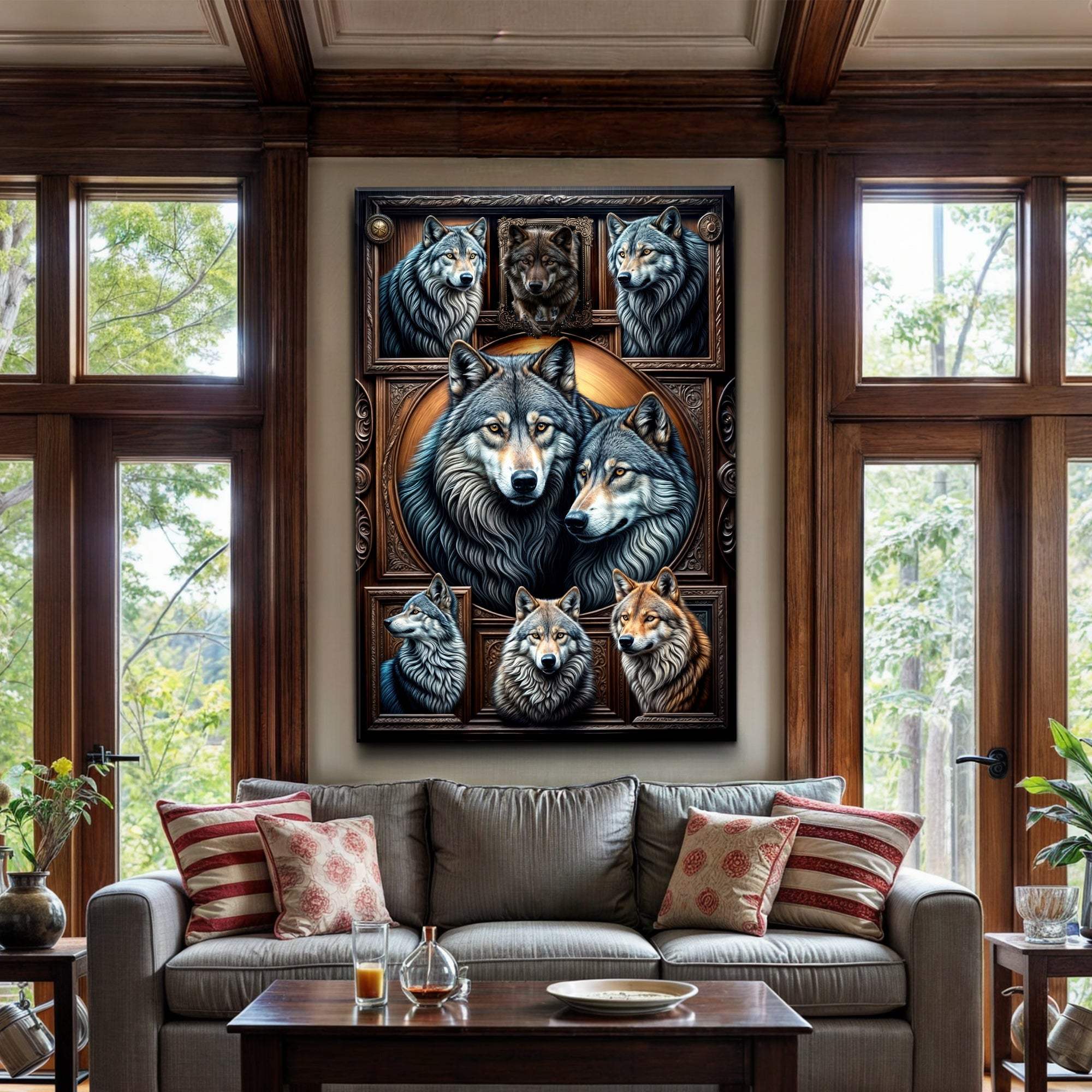 3D Wolf Collage Wall Art III - Tailored Canvases - Flyclothing LLC