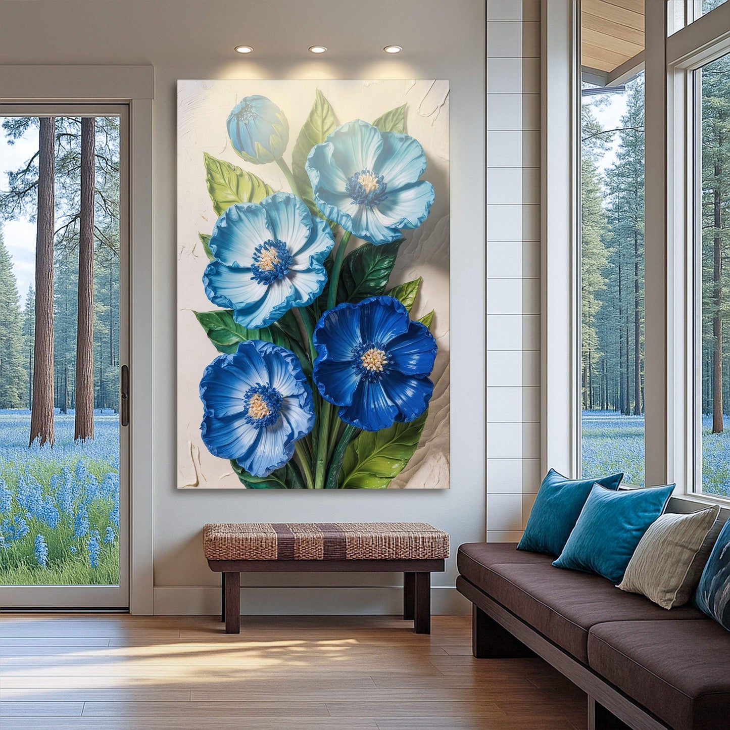 Blue Blossom Bouquet Wall Art - Tailored Canvases - Flyclothing LLC