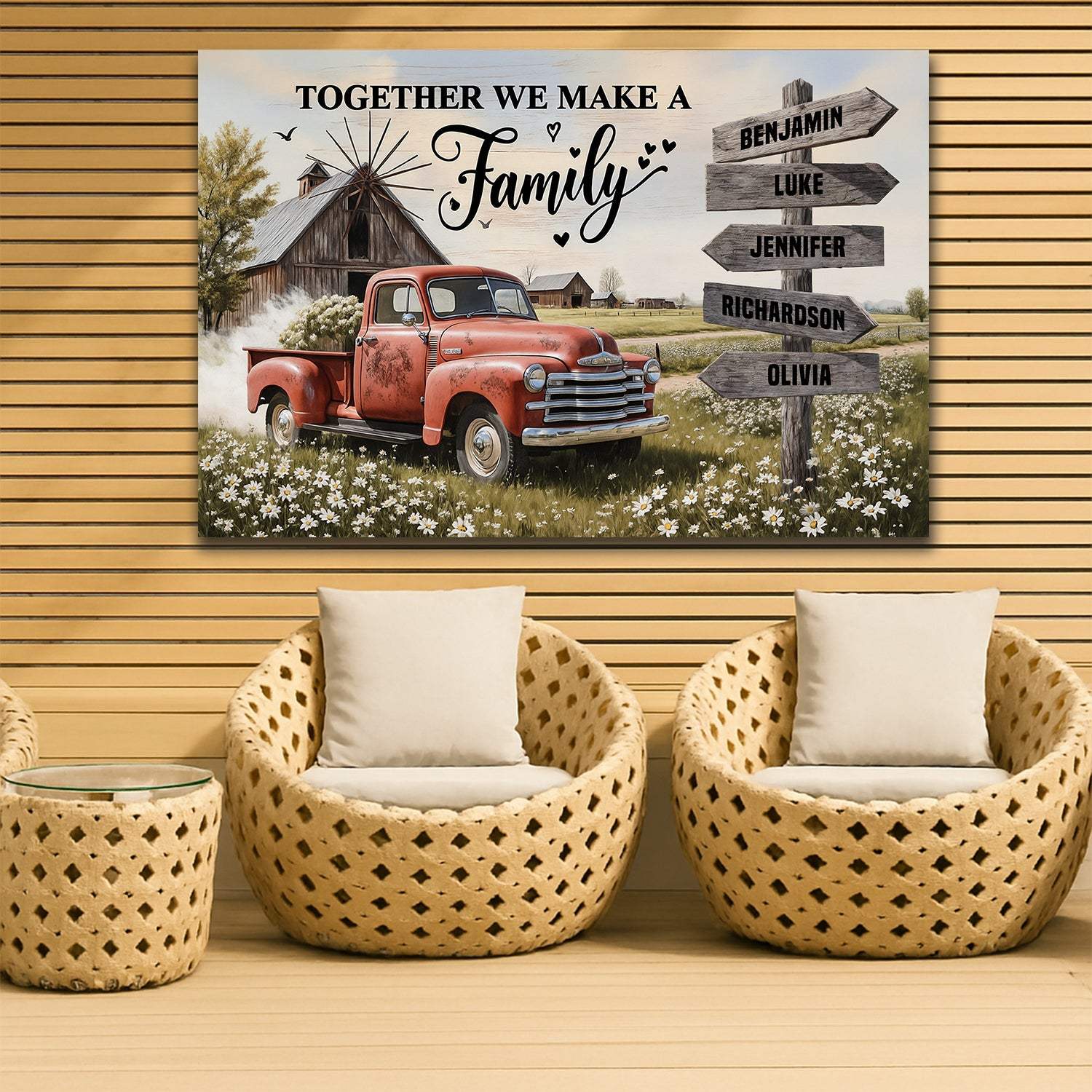 Personalized Family Farmhouse Old Truck Wall Art - Tailored Canvases - Flyclothing LLC