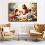 Jesus With Children Faith Wall Art II - Tailored Canvases - Flyclothing LLC