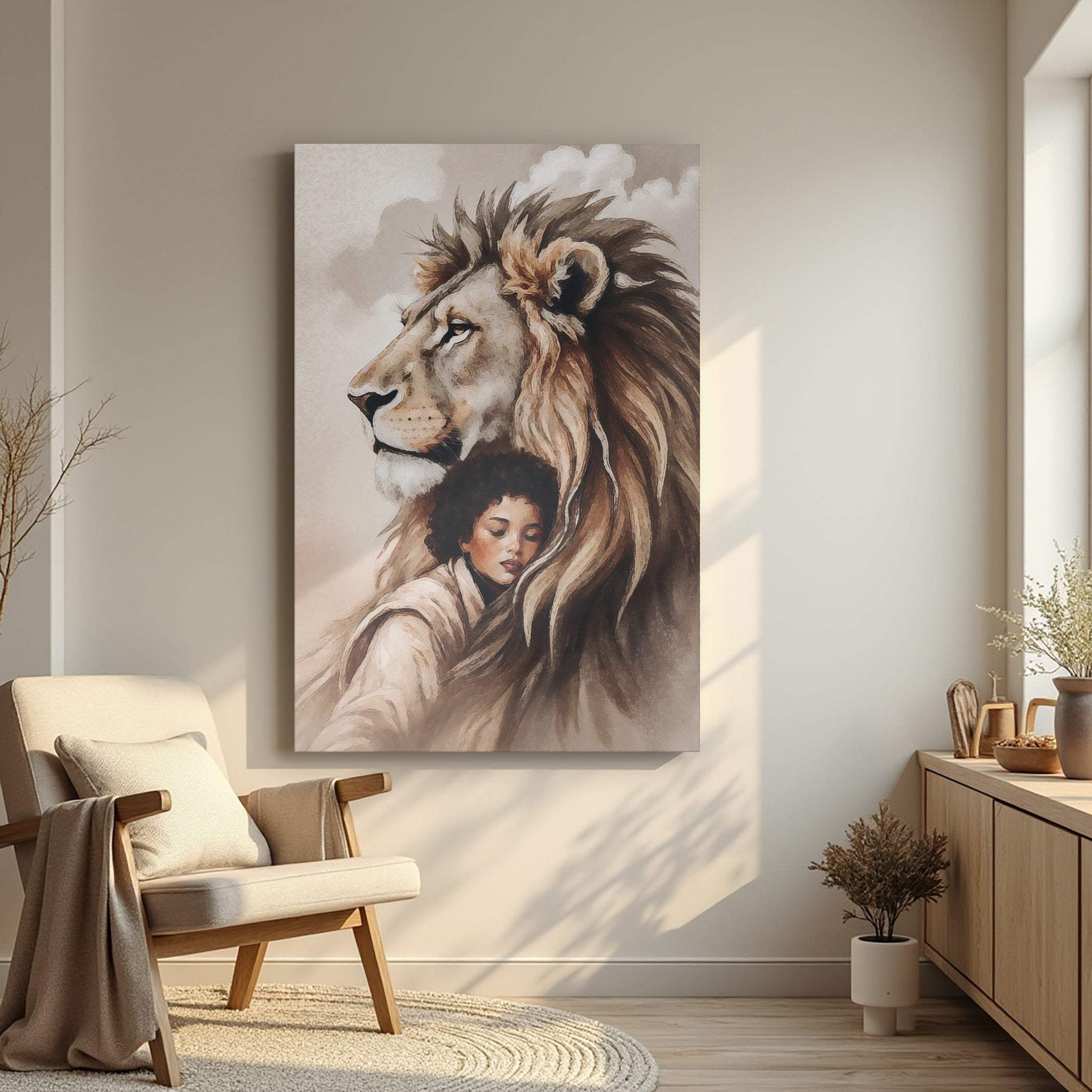 Lion And Girl Faith Wall Art - Tailored Canvases - Flyclothing LLC