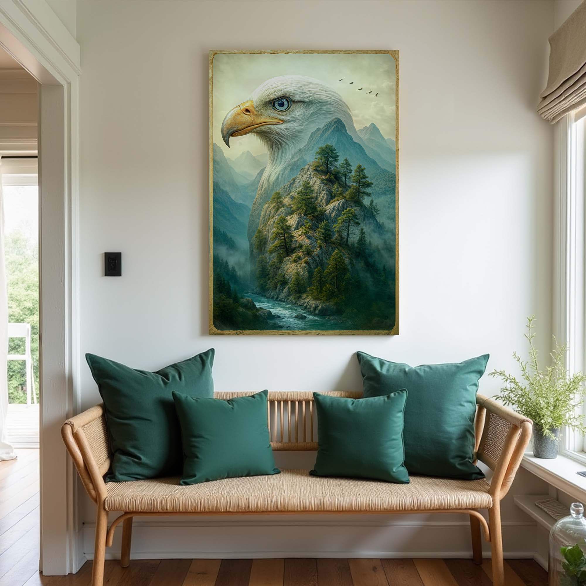 Eagle Over The Canyon Double Exposure Wall Art - Tailored Canvases - Flyclothing LLC
