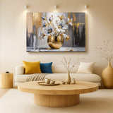 Magnolia Bloom in Gold Abstract Wall Art - Tailored Canvases - Flyclothing LLC