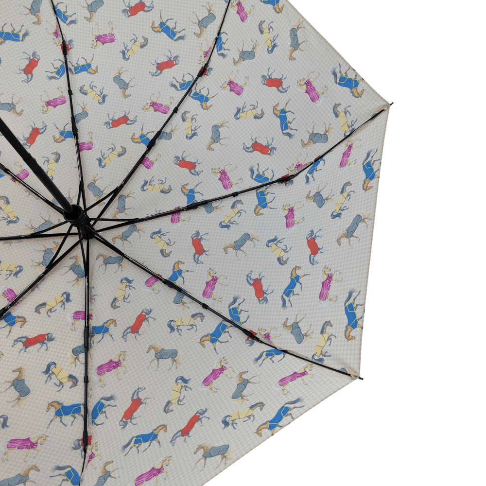 AWST Int'l Lila Compact Umbrella-Horses in Blankets - Breeches.com - Flyclothing LLC
