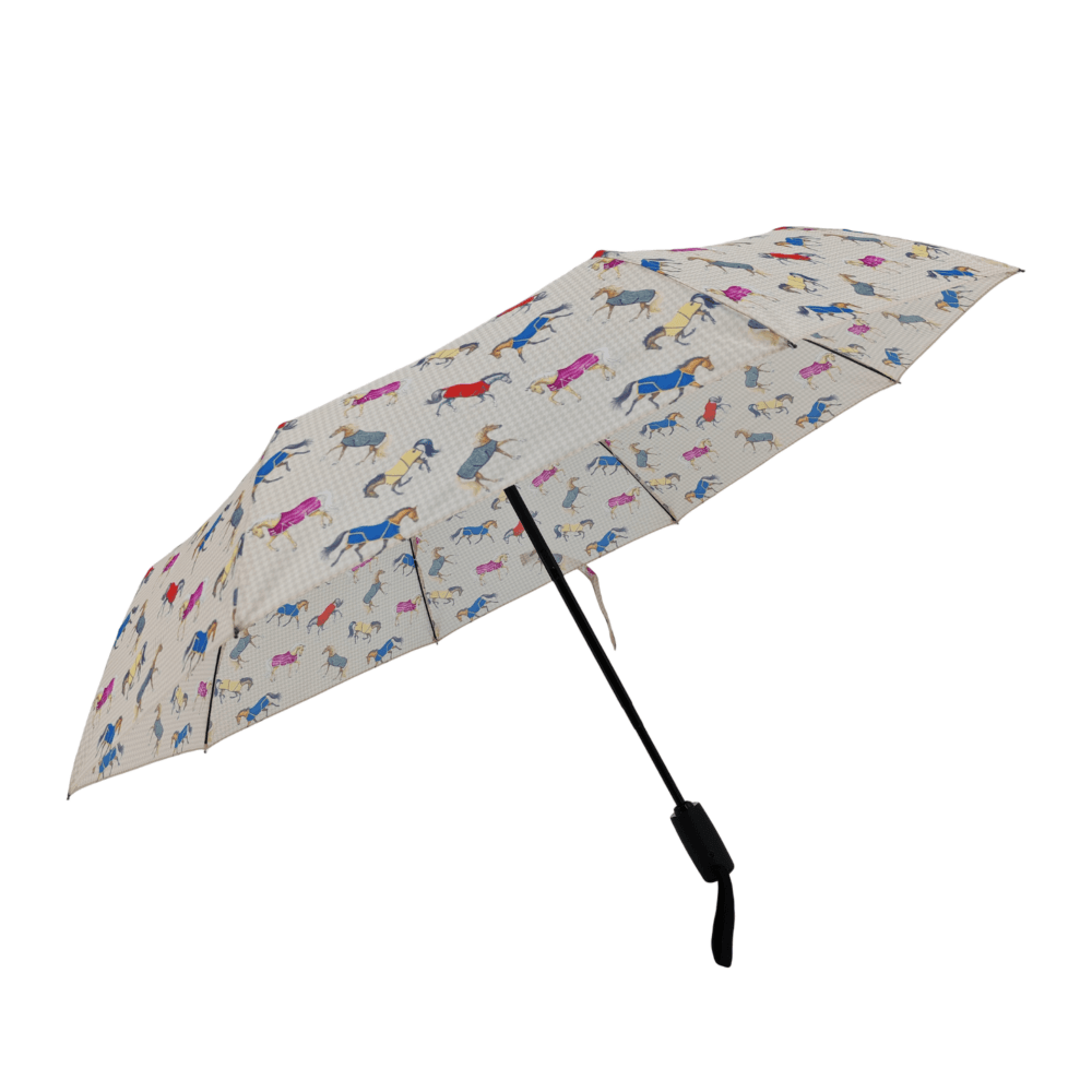 AWST Int'l Lila Compact Umbrella-Horses in Blankets - Breeches.com - Flyclothing LLC