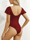 Ruffled V-Neck Cap Sleeve One-Piece Swimwear - Trendsi - Flyclothing LLC