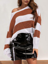 Perfee Color Block Dropped Shoulder Long Sleeve Sweater - Trendsi - Flyclothing LLC